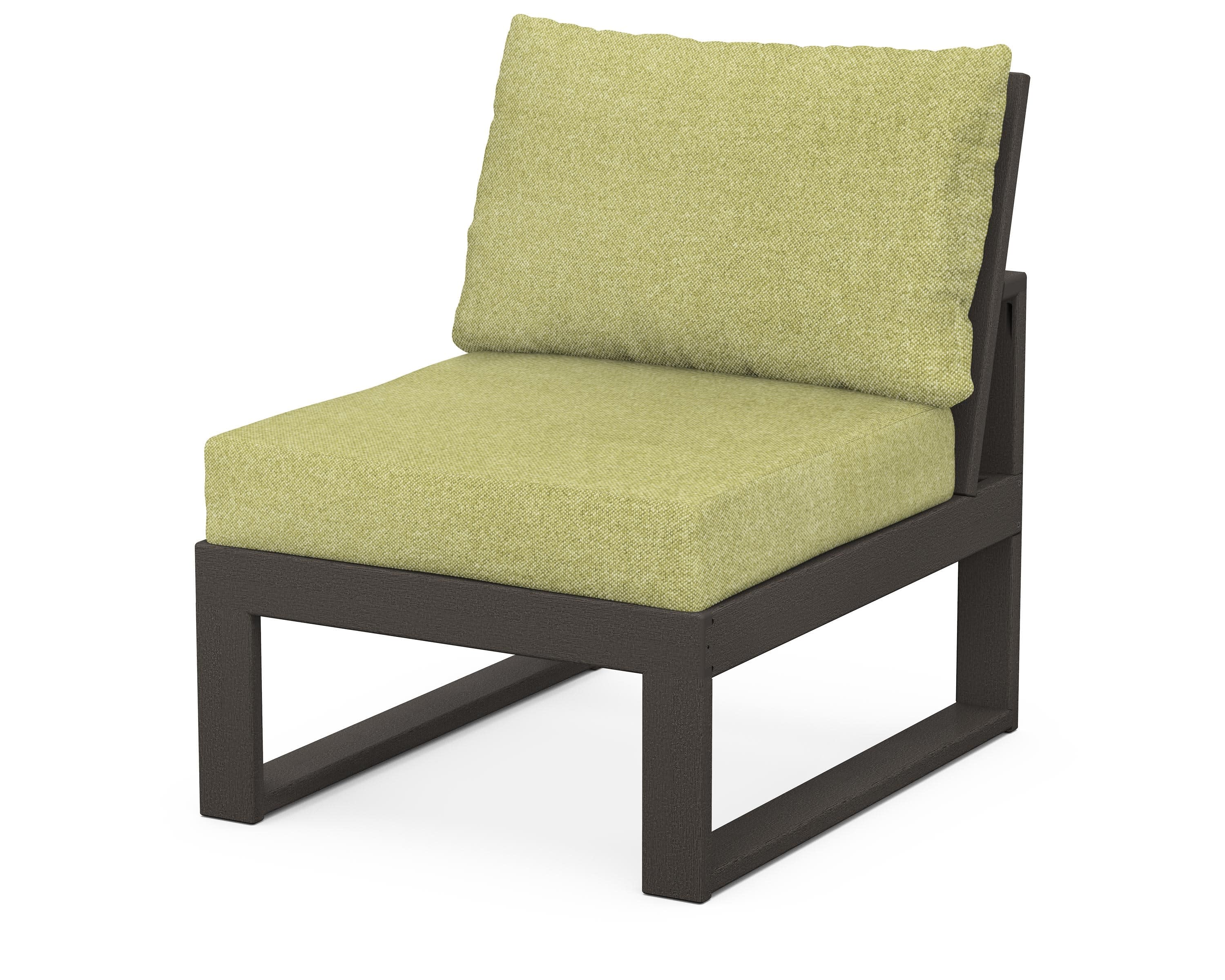 Modular Armless Chair in Vintage Coffee / Chartreuse Boucle