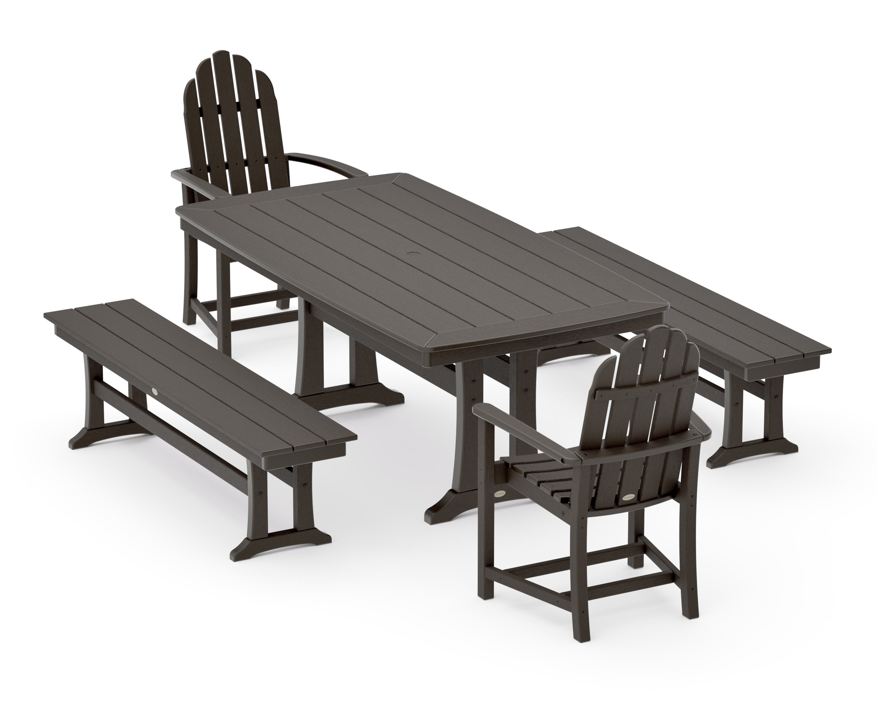 Classic Adirondack 5-Piece Dining Set with Trestle Legs in Vintage Coffee