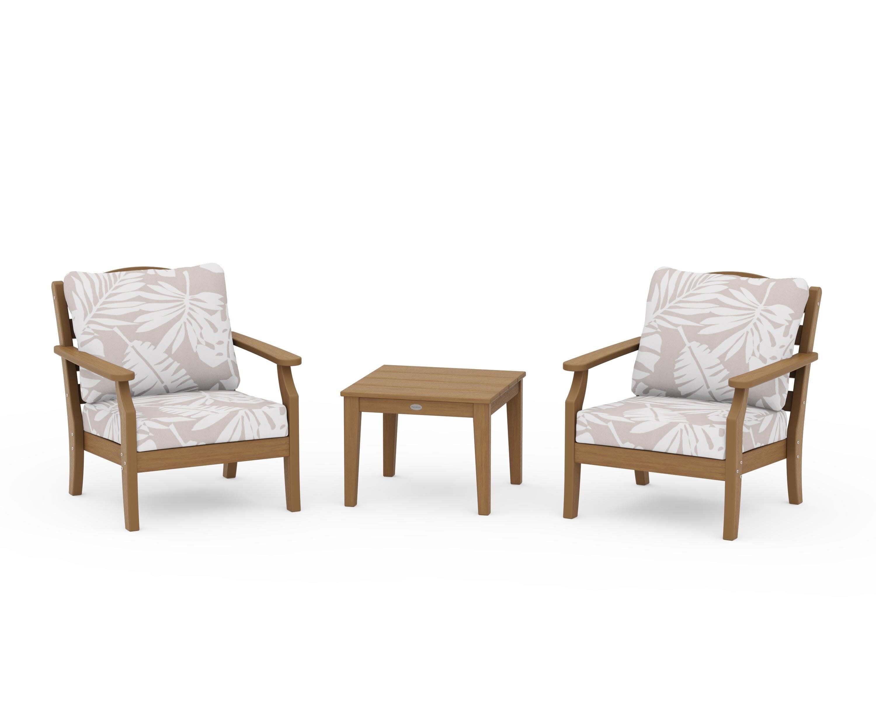 Savannah 3-Piece Deep Seating Set in Natural / Leaf Dune Burlap