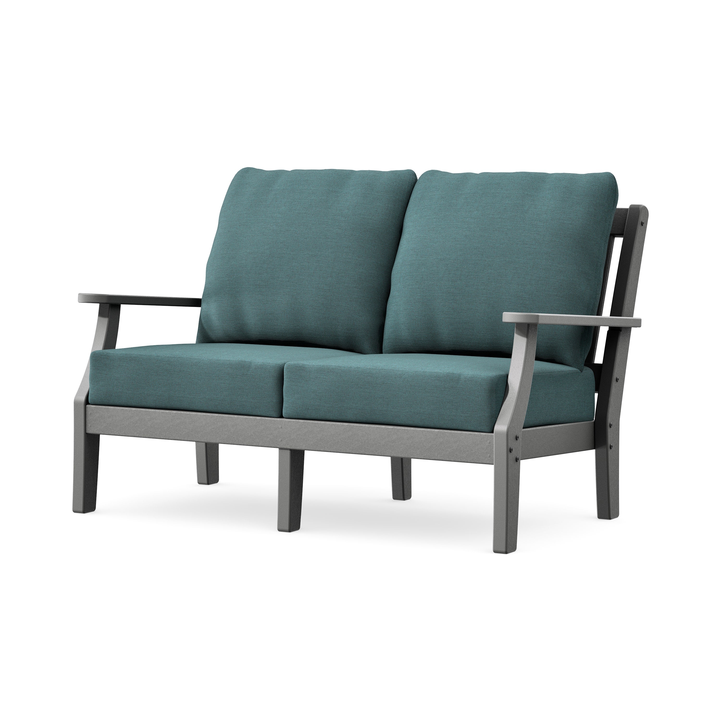 Chinoiserie Deep Seating Loveseat in Slate Grey / Ocean Teal