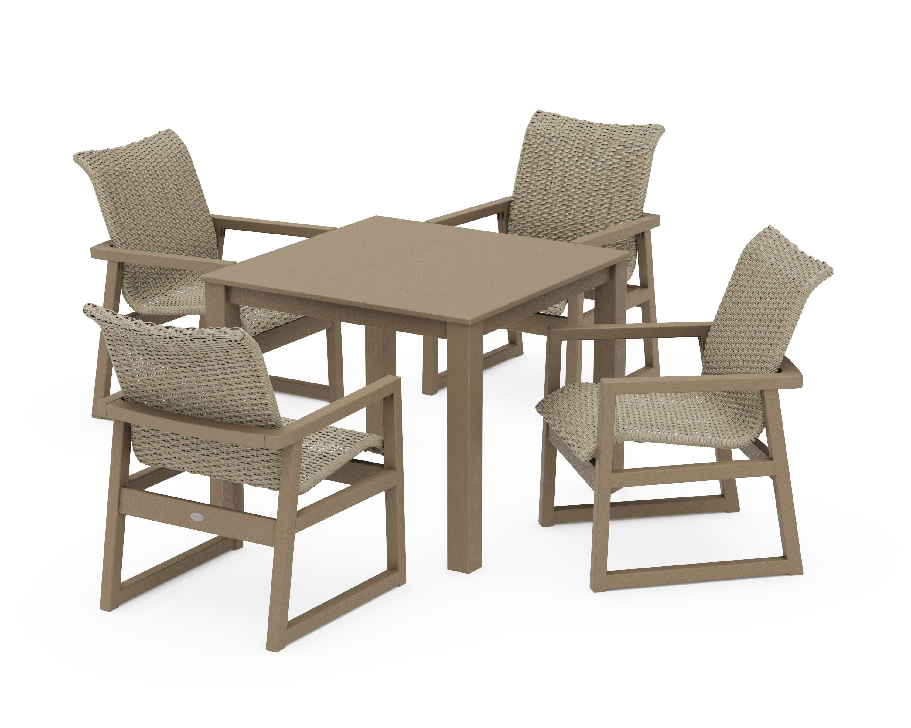 EDGE Woven 5-Piece Parsons Dining Set in Vintage Sahara / Dune Grass