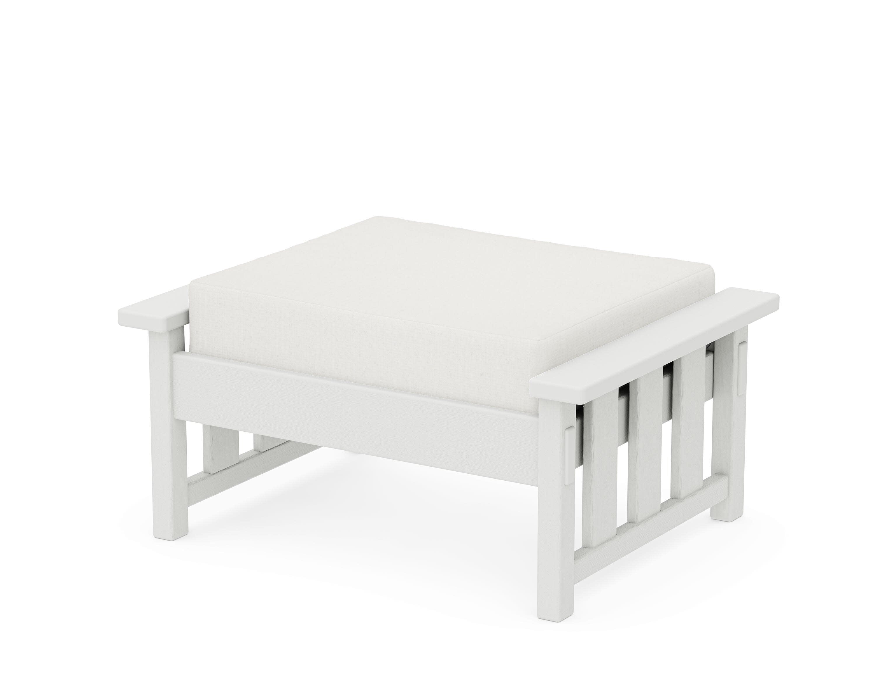 Acadia Deep Seating Ottoman in Vintage White / Natural Linen