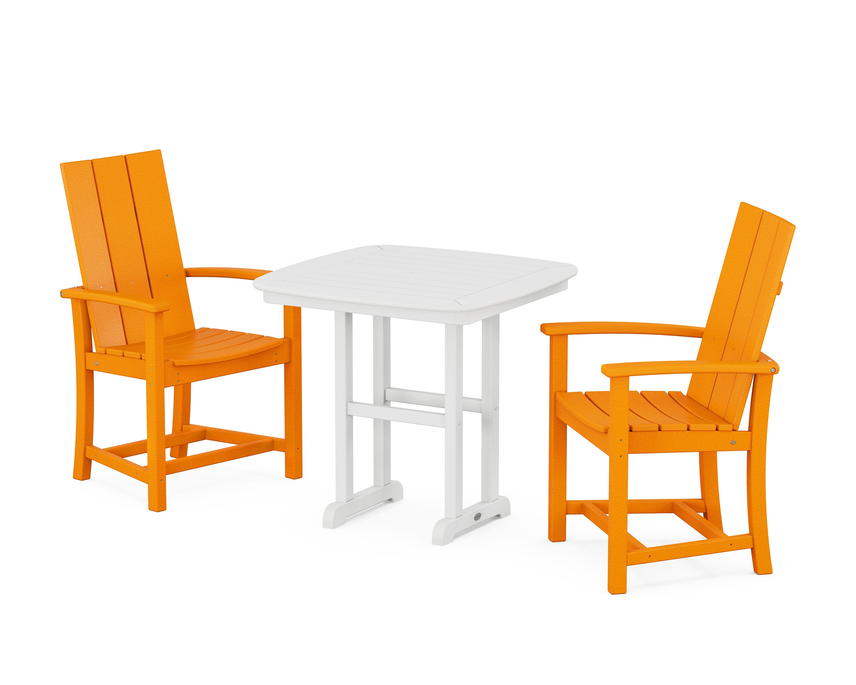 Modern Adirondack 3-Piece Dining Set in Tangerine / White