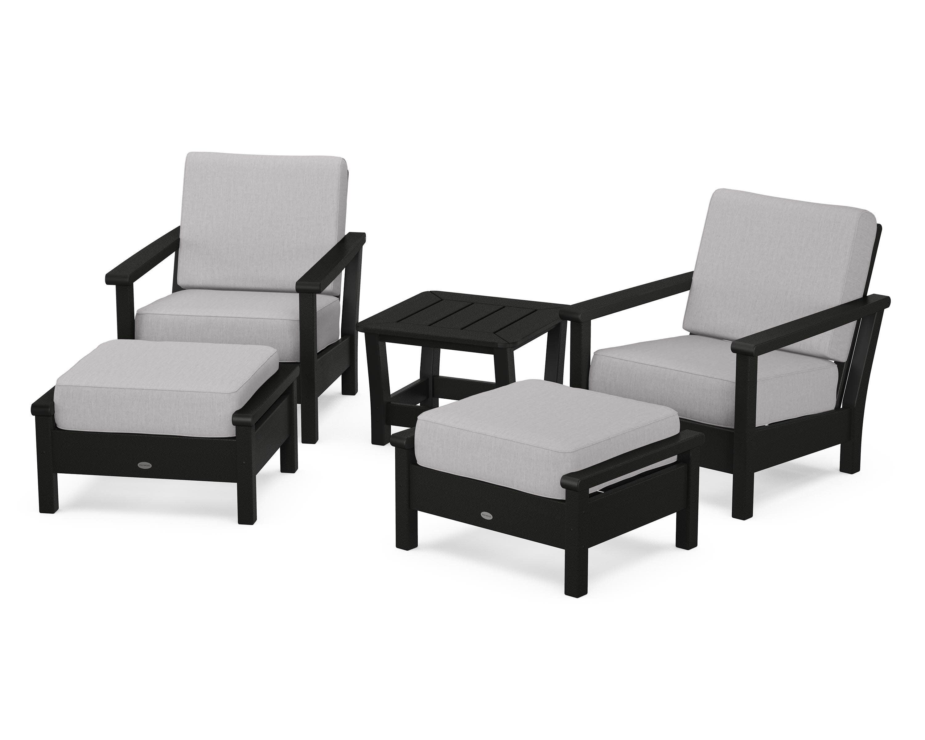 Harbour 5-Piece Deep Seating Chair Set in Black / Granite