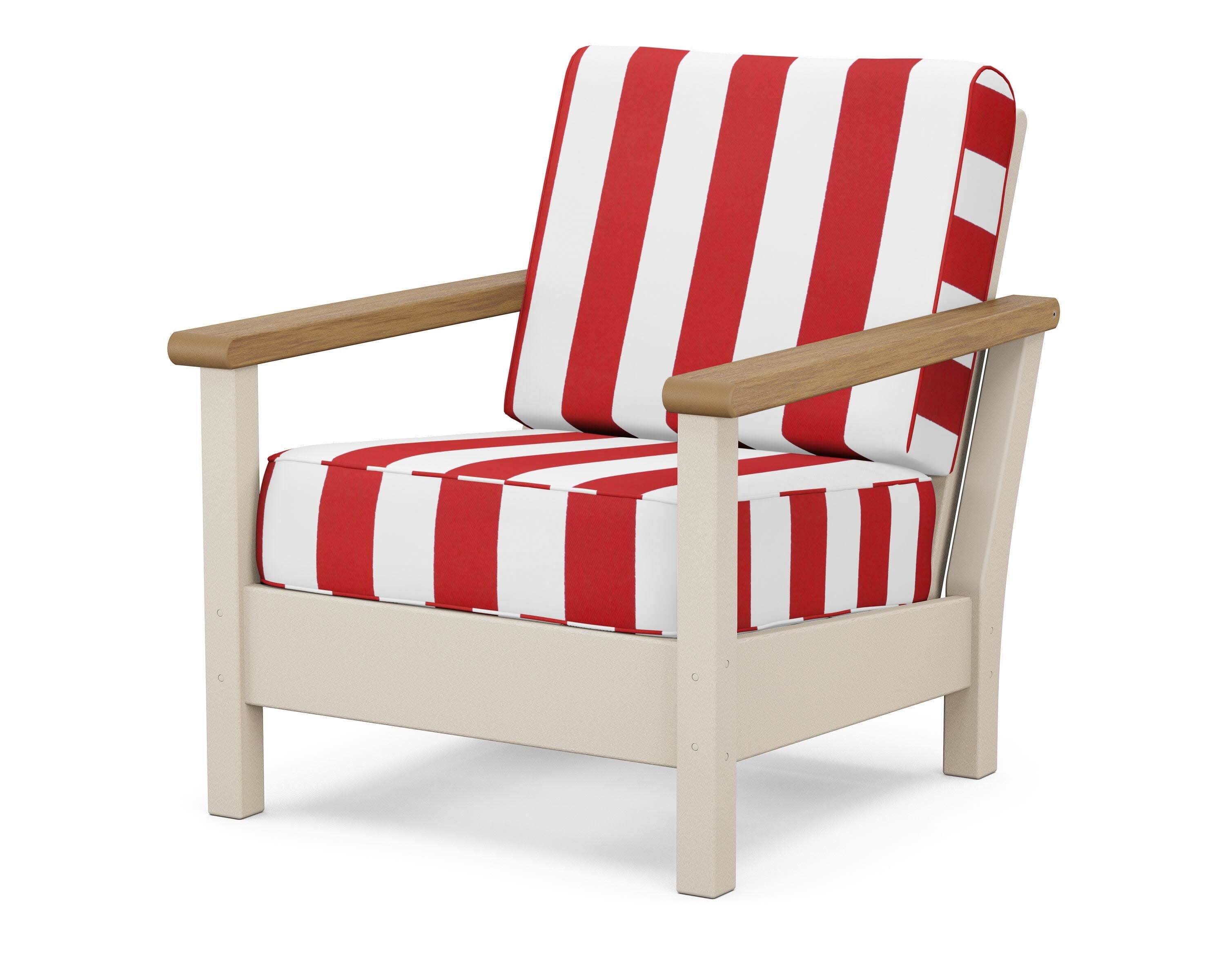 Harbour Deep Seating Chair in Sand / Natural / Cabana Stripe Crimson