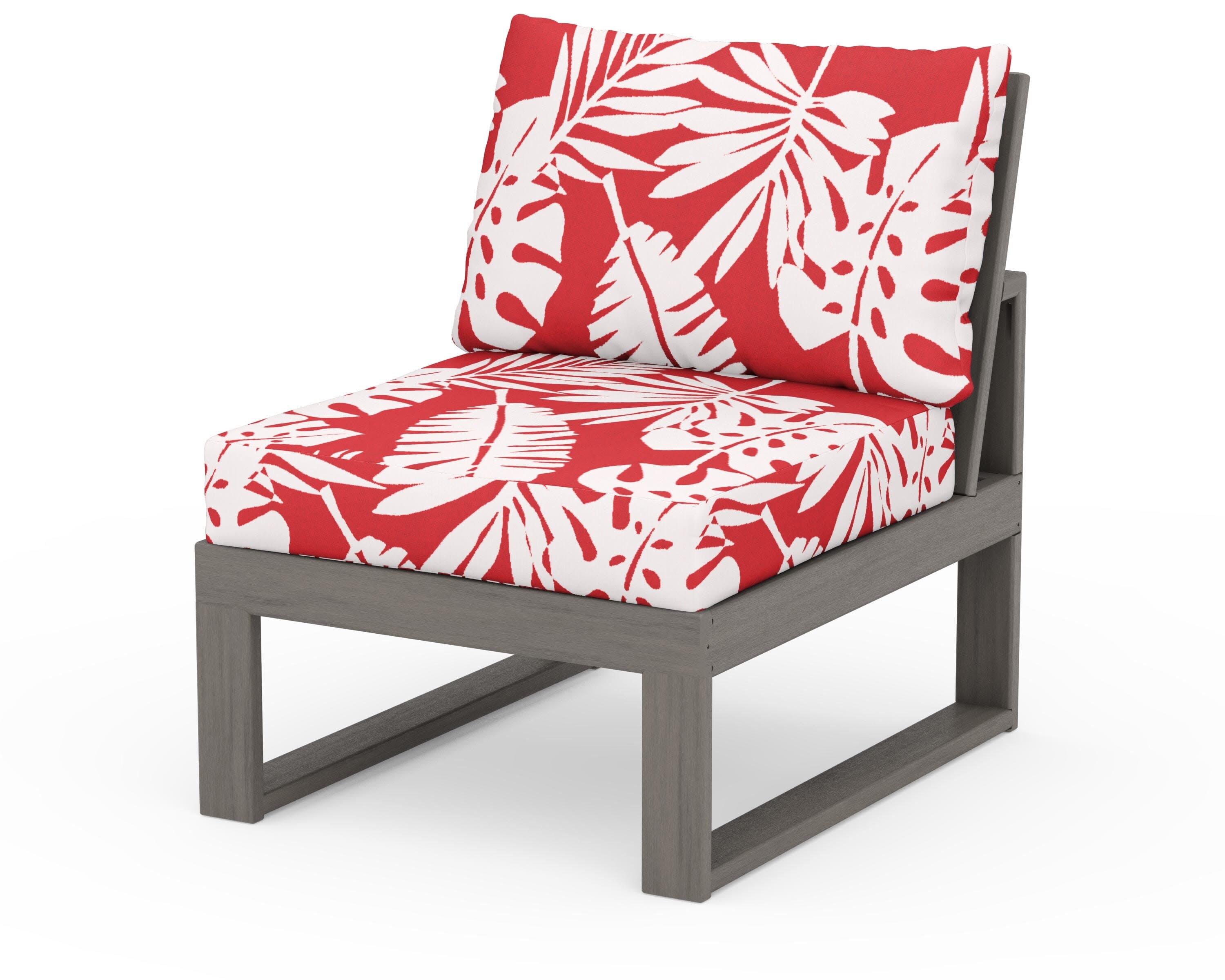 Modular Armless Chair in Driftwood / Leaf Crimson