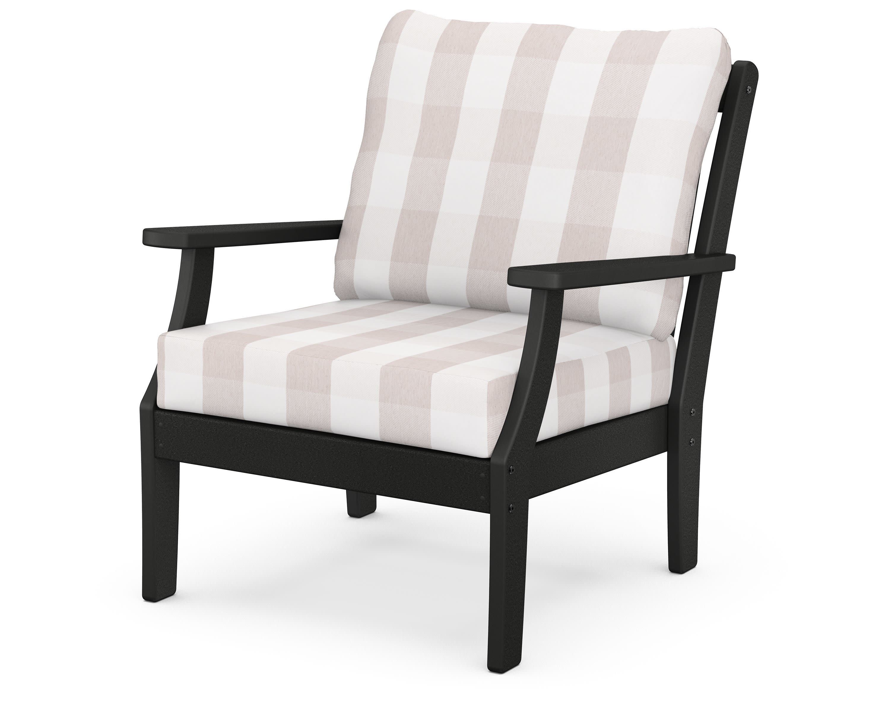Braxton Deep Seating Chair in Black / Buffalo Plaid Dune Burlap