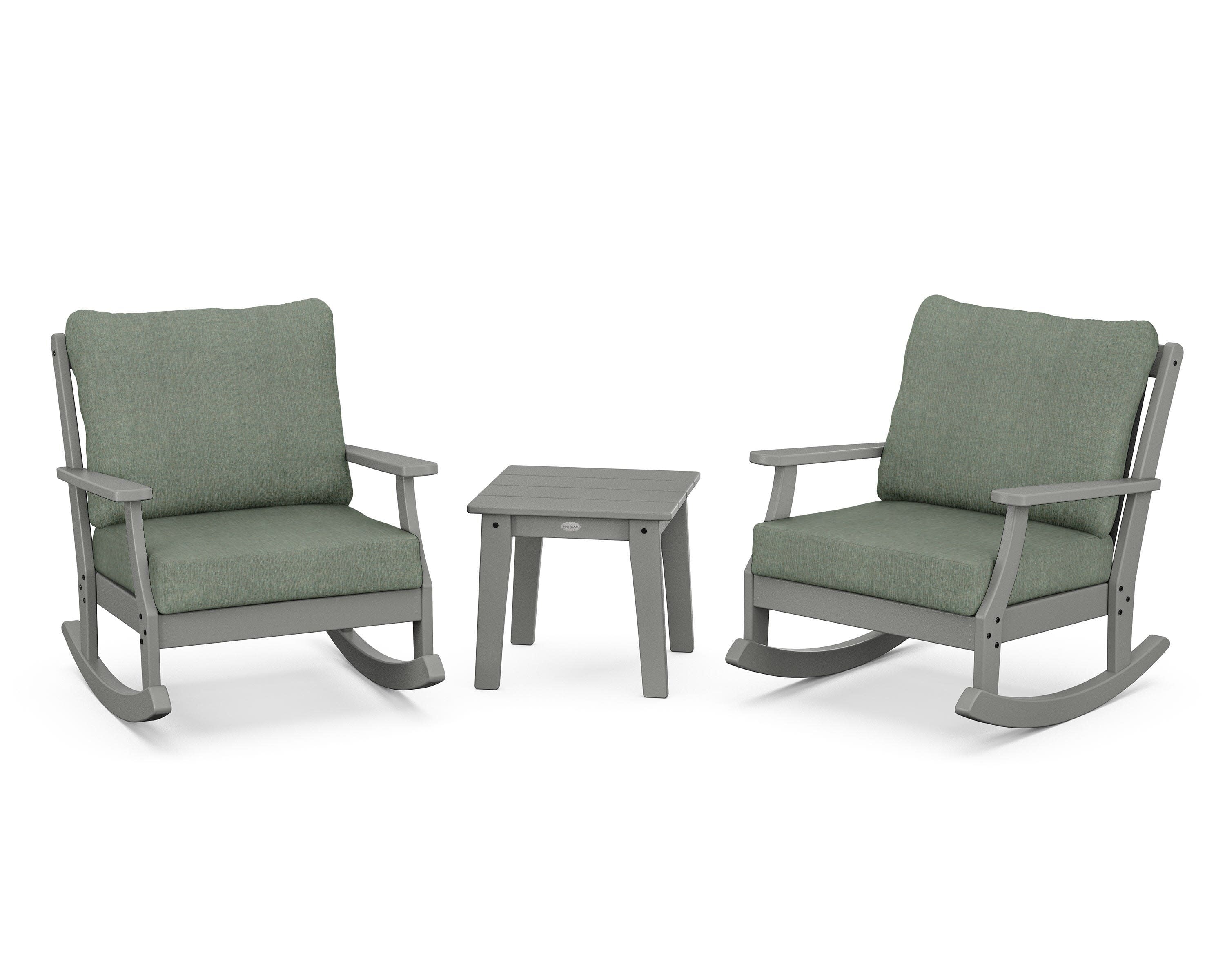 Braxton 3-Piece Deep Seating Rocker Set in Slate Grey / Cast Sage