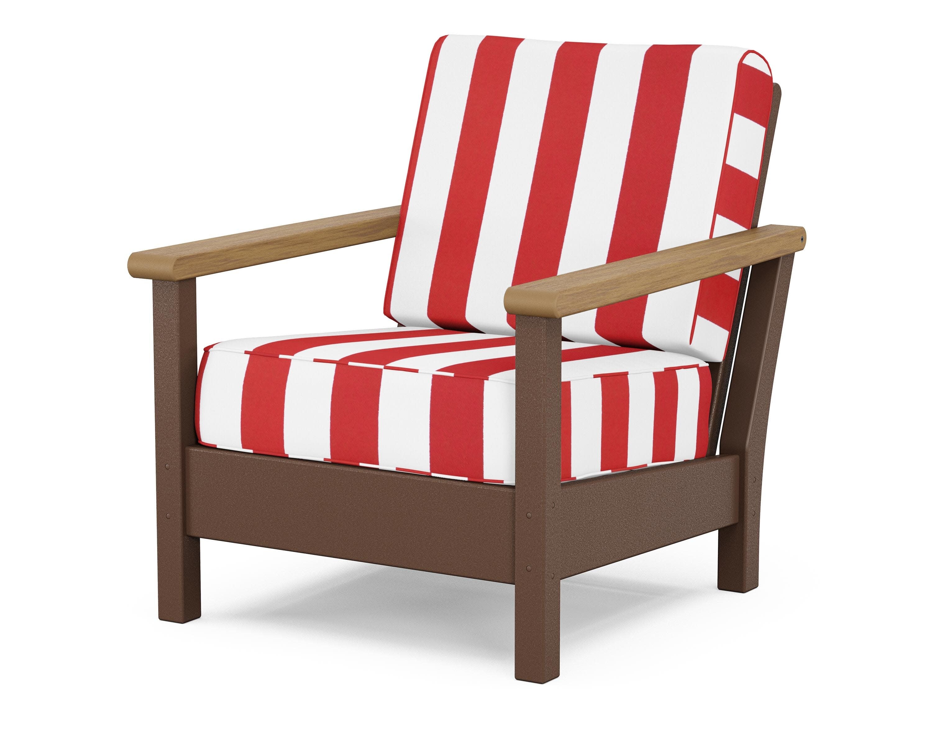 Harbour Deep Seating Chair in Mahogany / Natural / Cabana Stripe Crimson