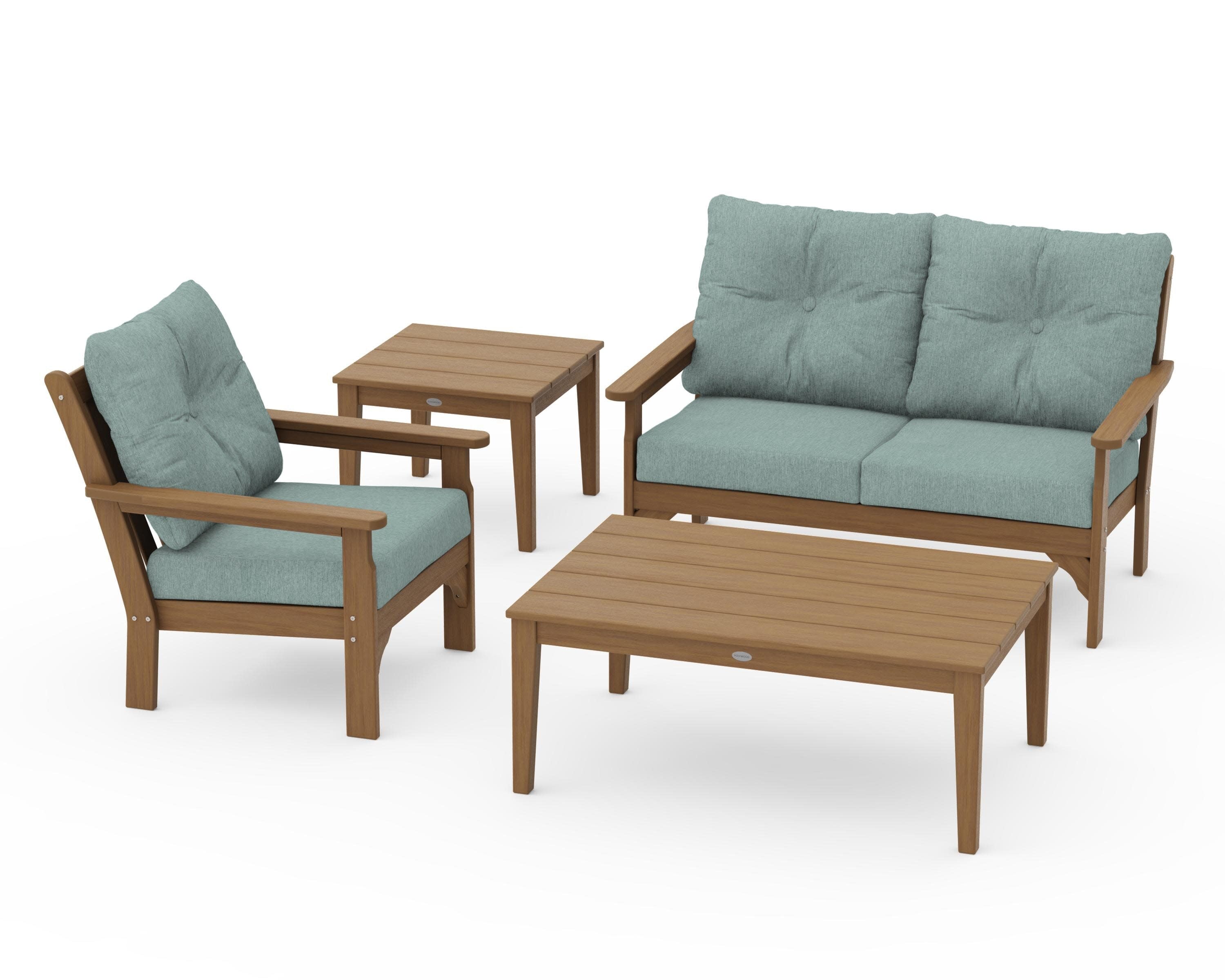 Vineyard 4-Piece Deep Seating Set in Natural / Glacier Spa