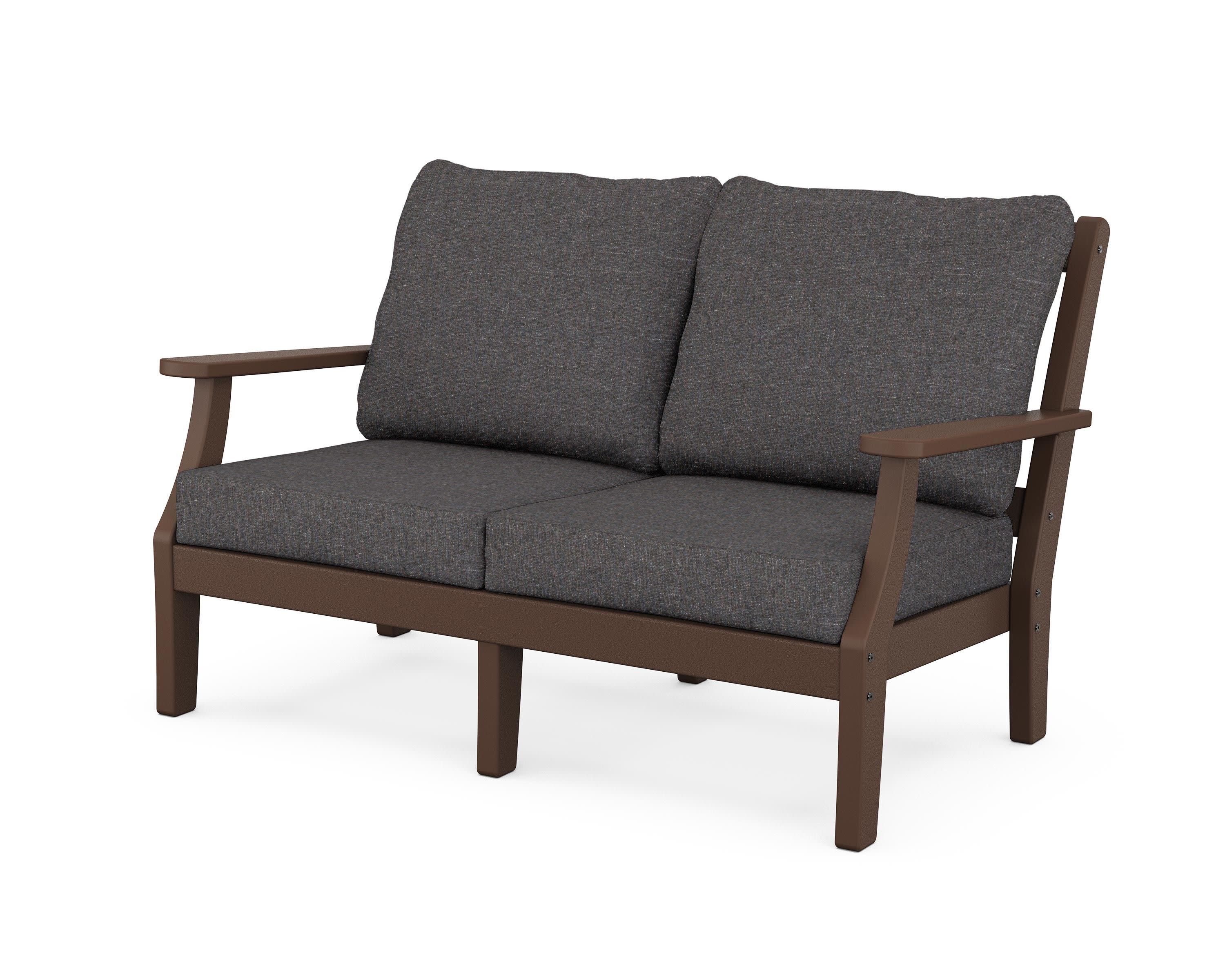 Chinoiserie Deep Seating Loveseat in Mahogany / Ash Charcoal