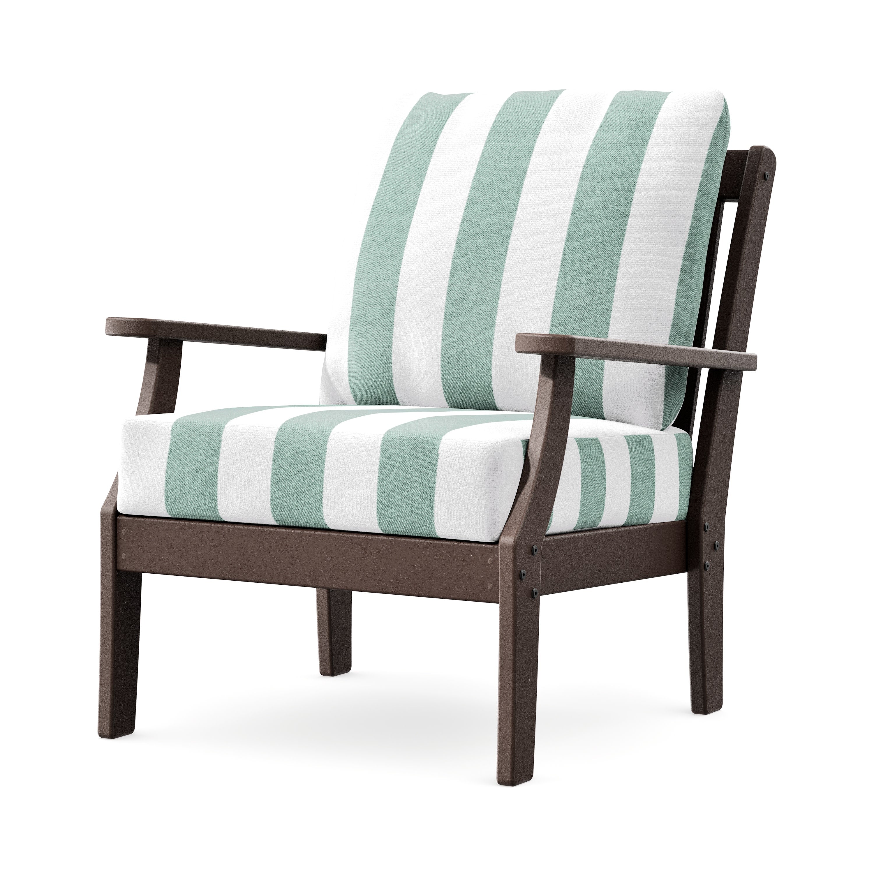 Braxton Deep Seating Chair in Mahogany / Cabana Stripe Glacier Spa