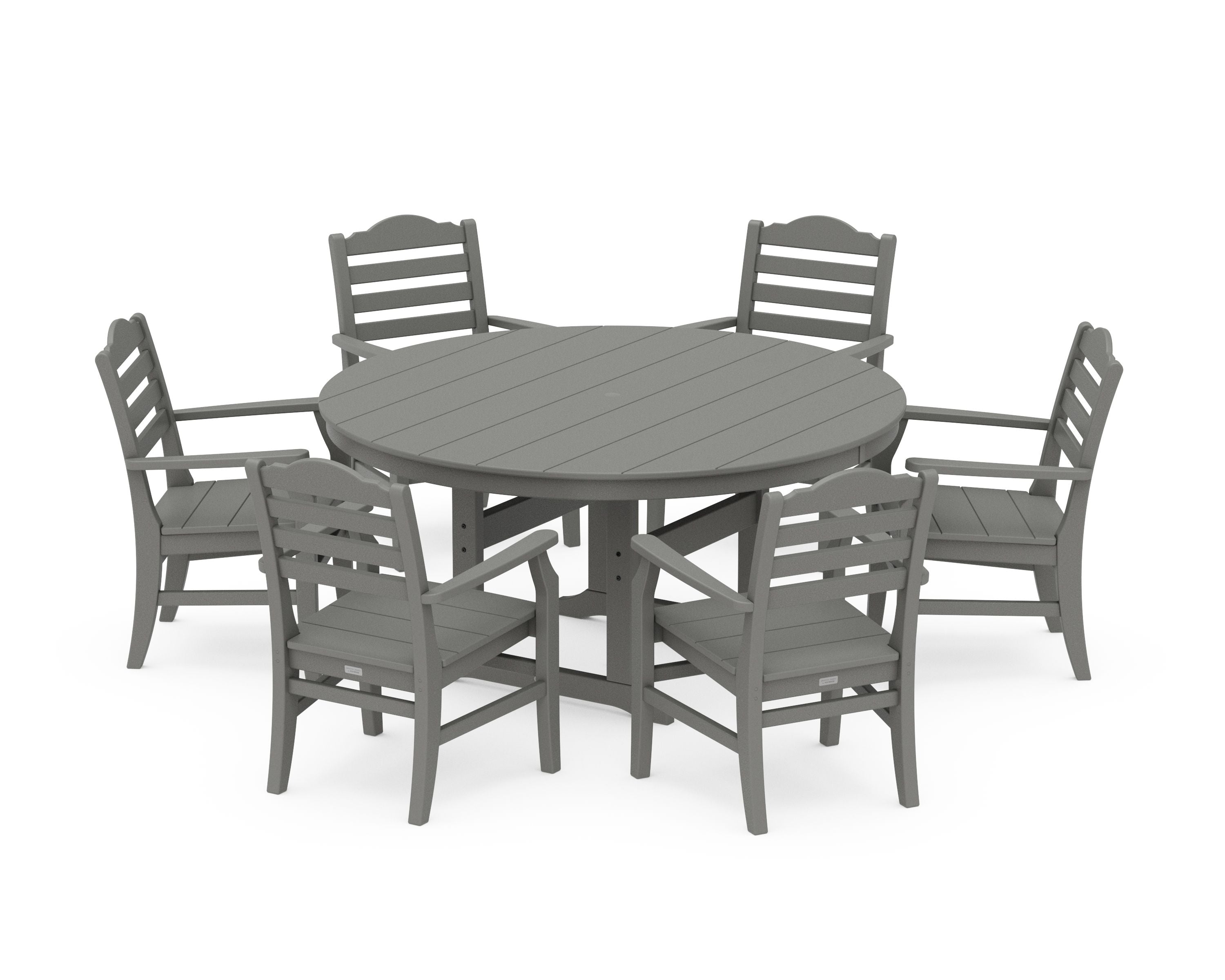Savannah 7-Piece Arm Chair Round Farmhouse Dining Set in Slate Grey