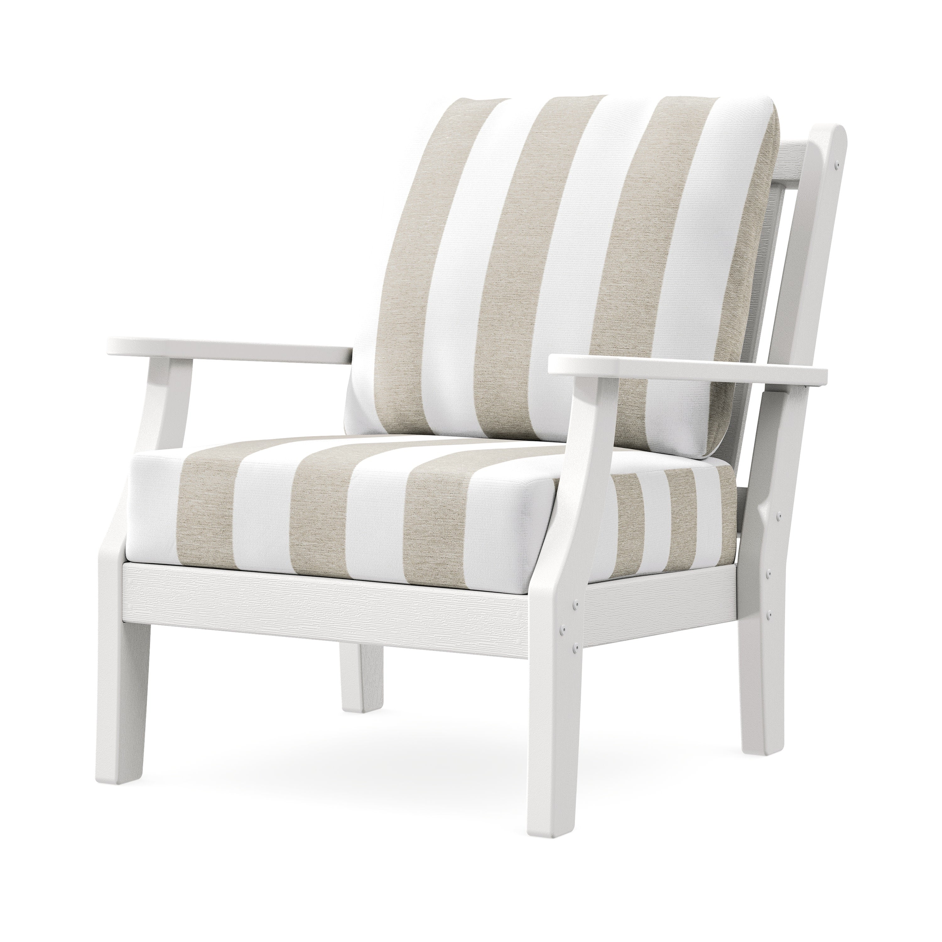 Wovendale Deep Seating Chair in Vintage White / Cabana Stripe Dune Burlap