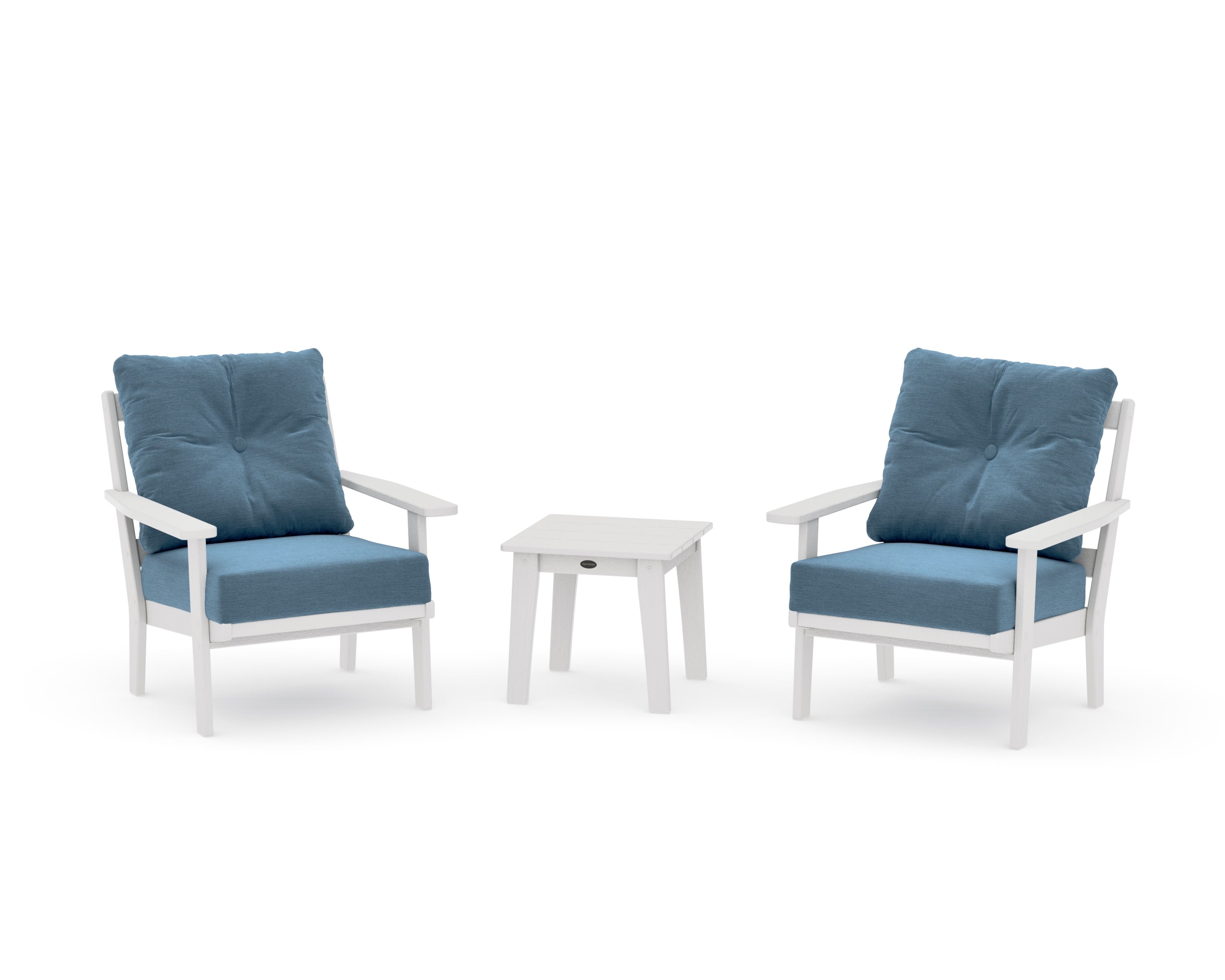 Oxford 3-Piece Deep Seating Set in Vintage White / Sky Blue