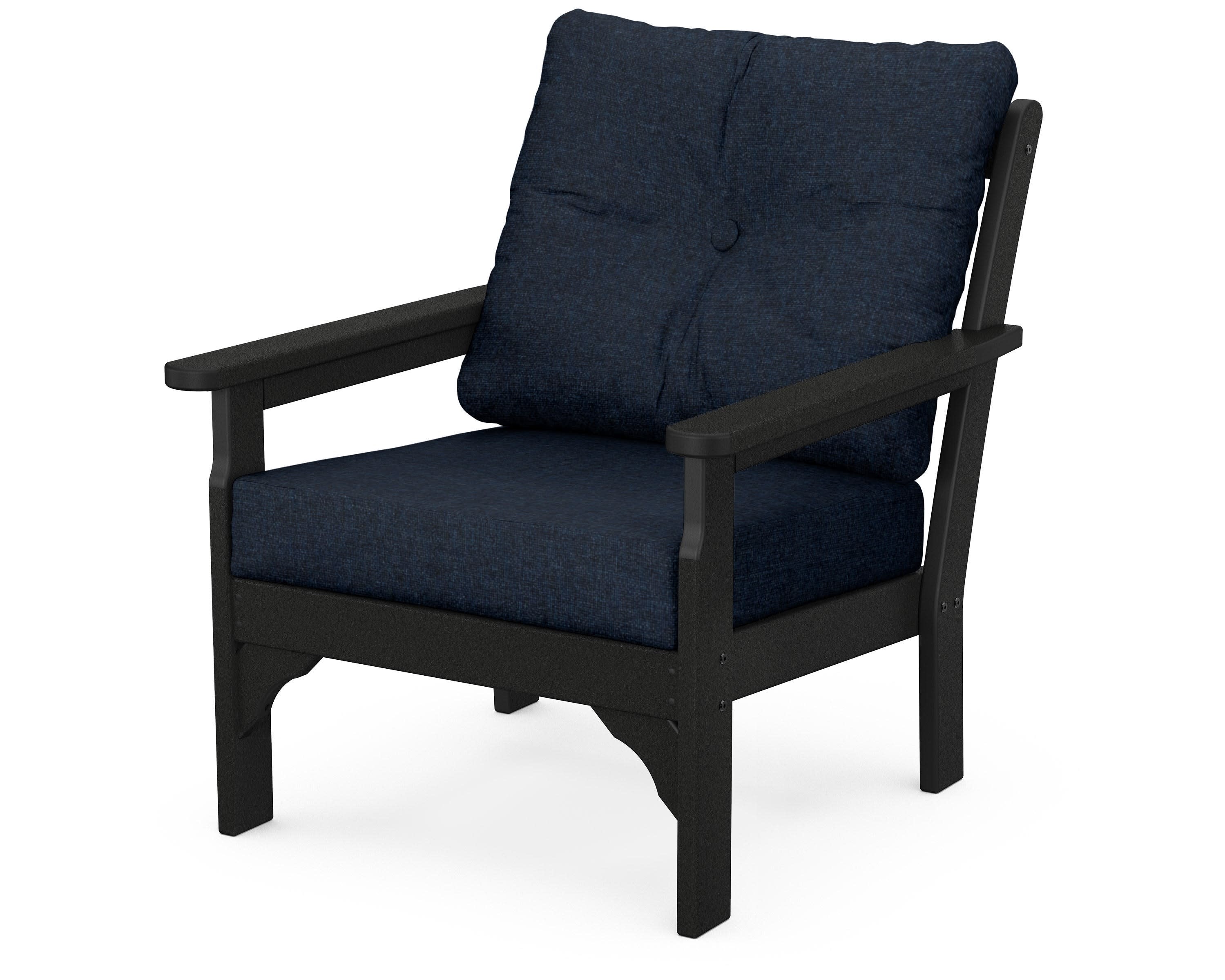 Vineyard Deep Seating Chair in Black / Marine Indigo