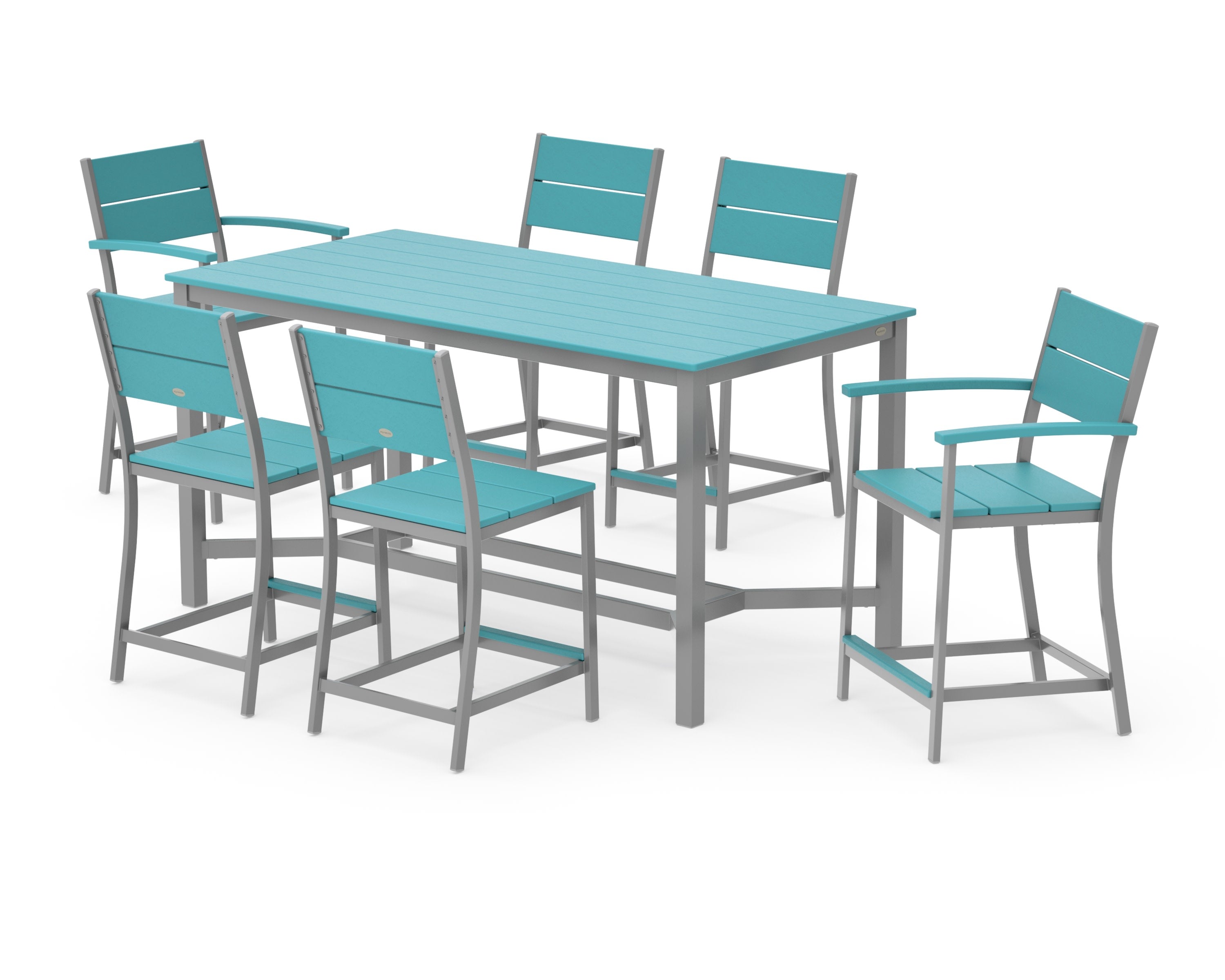 Main Street 7-Piece Counter Set in Silver / Aruba