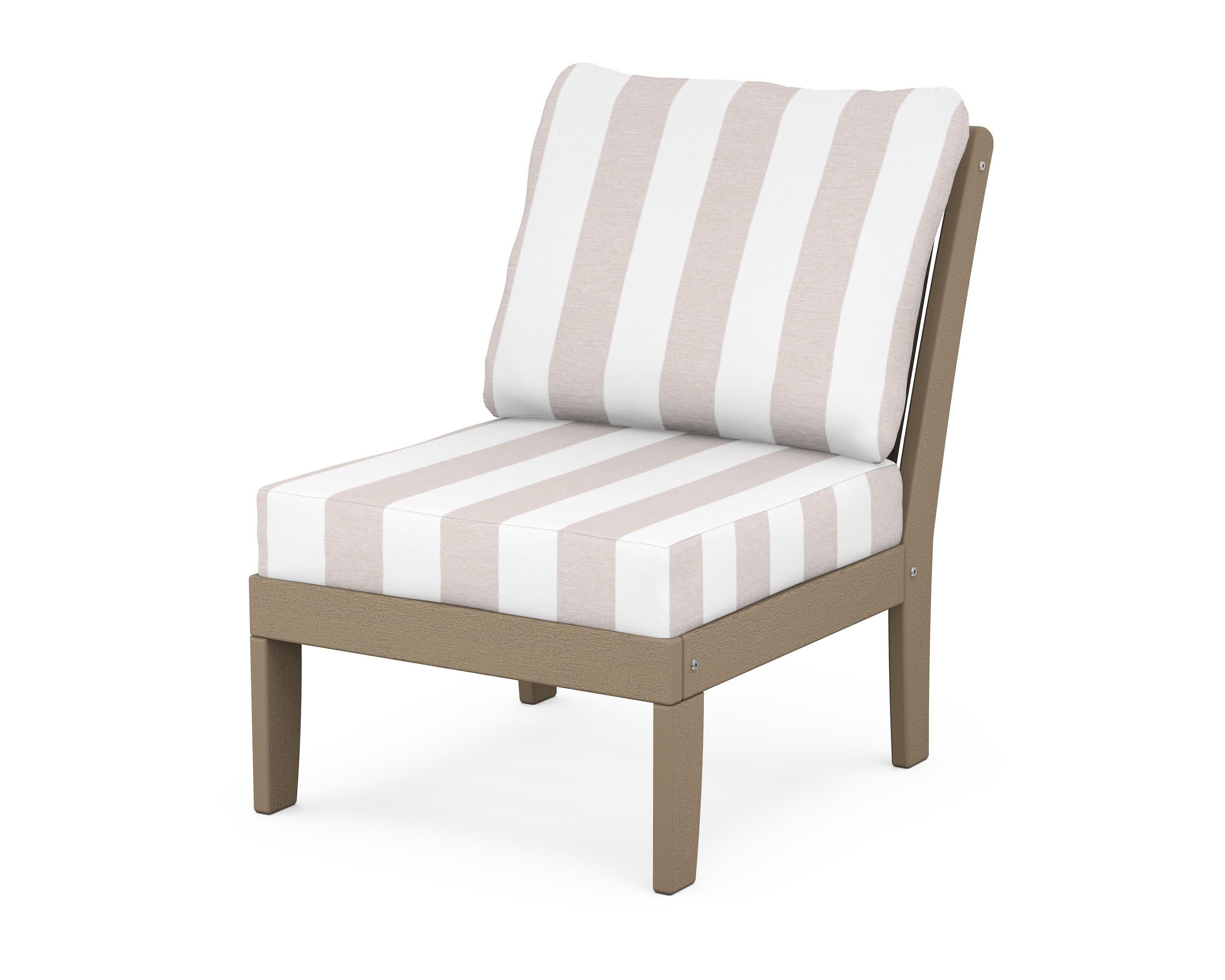 Braxton Modular Armless Chair in Vintage Sahara / Cabana Stripe Dune Burlap