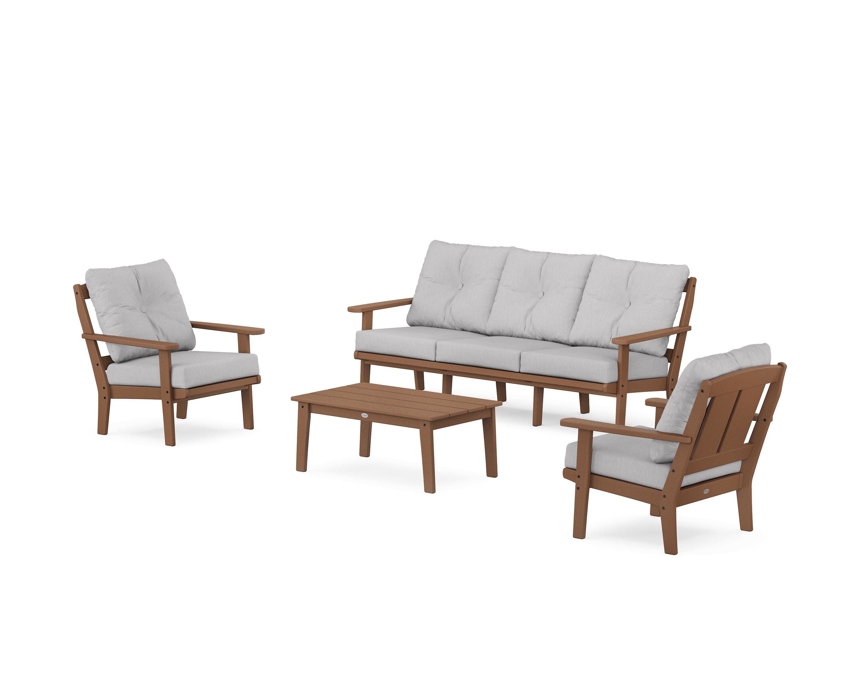 Mission 4-Piece Deep Seating Set with Sofa in Teak / Granite