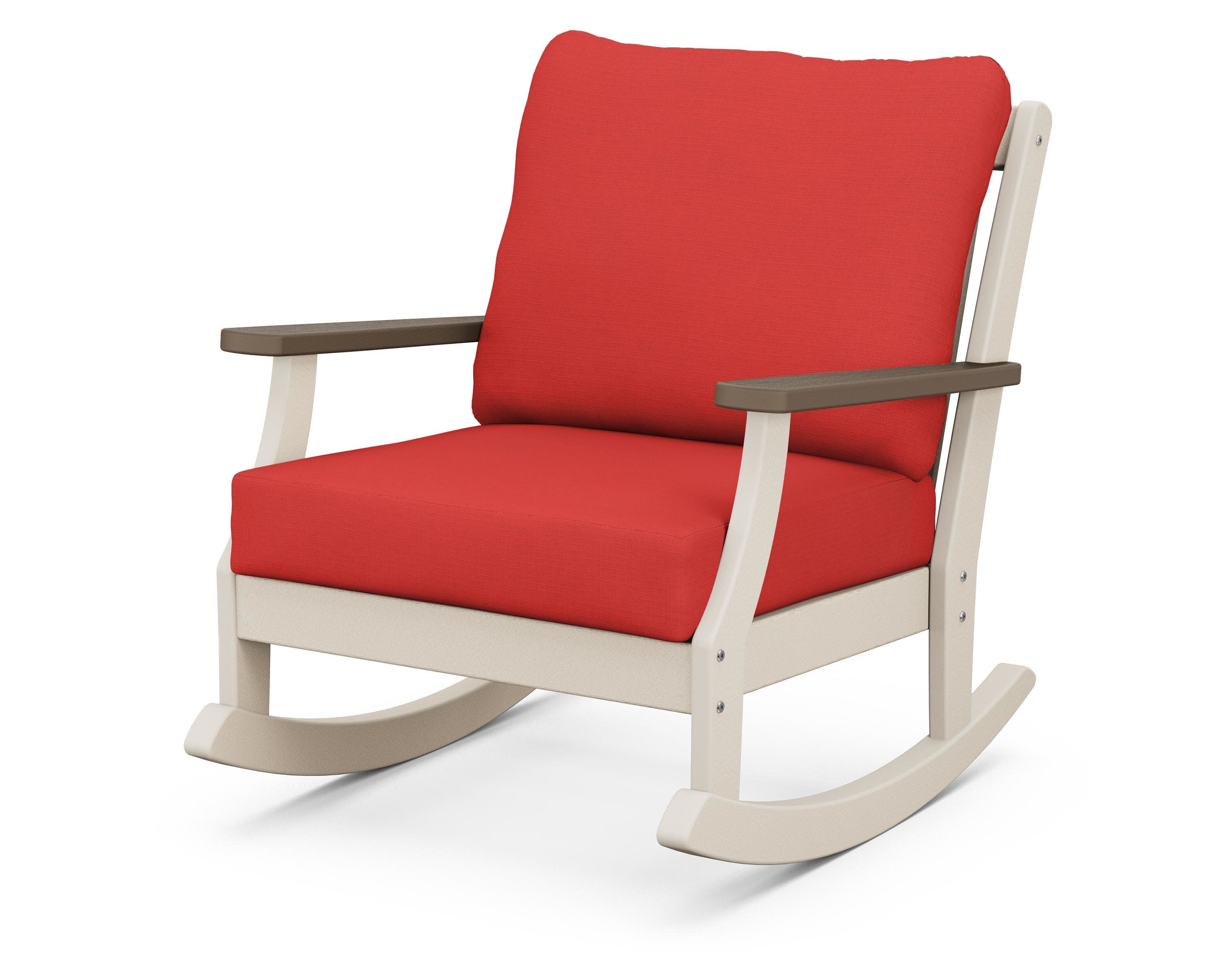 Braxton Deep Seating Rocking Chair in Sand / Kona / Crimson Linen