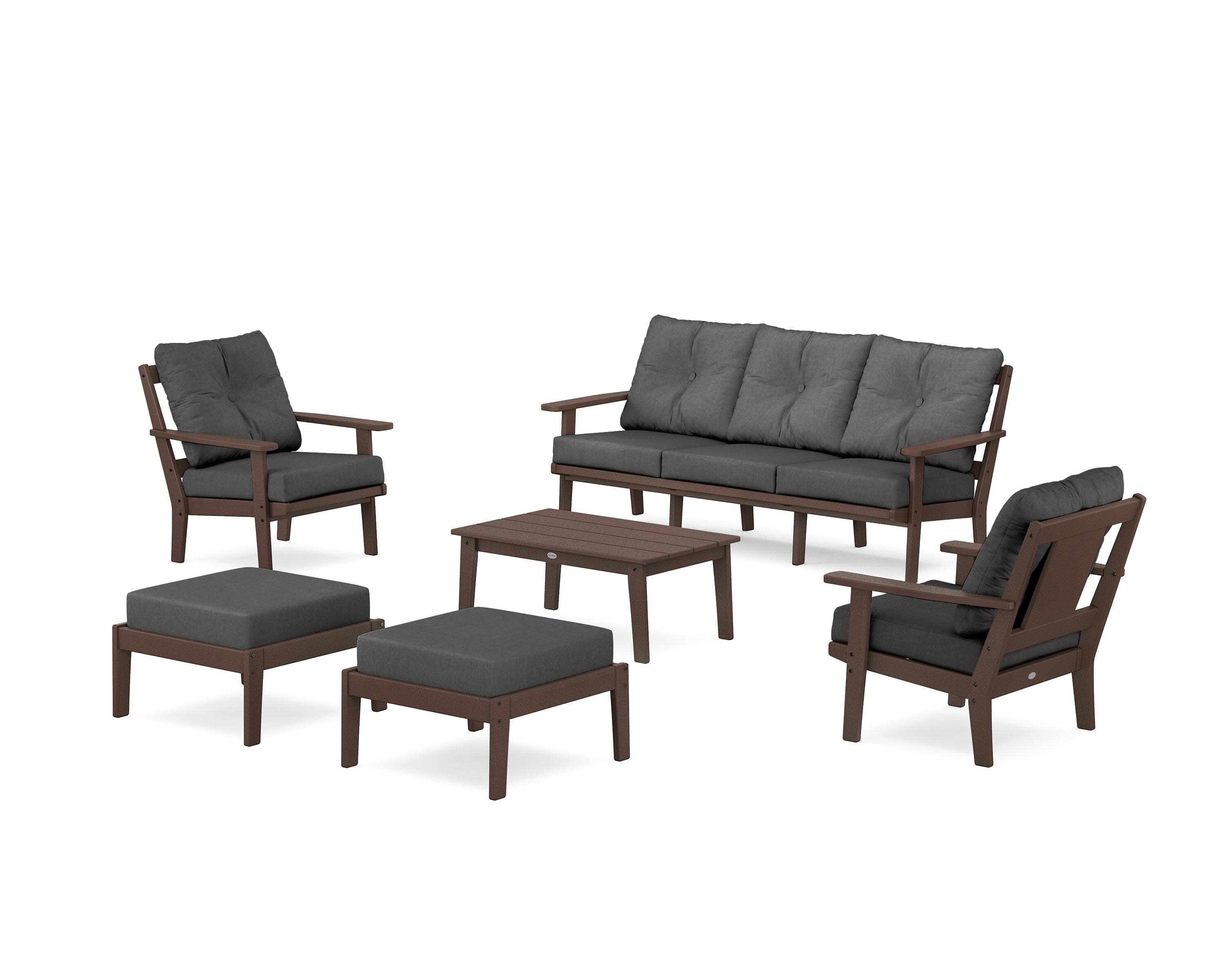Prairie 6-Piece Lounge Sofa Set in Mahogany / Spectrum Carbon