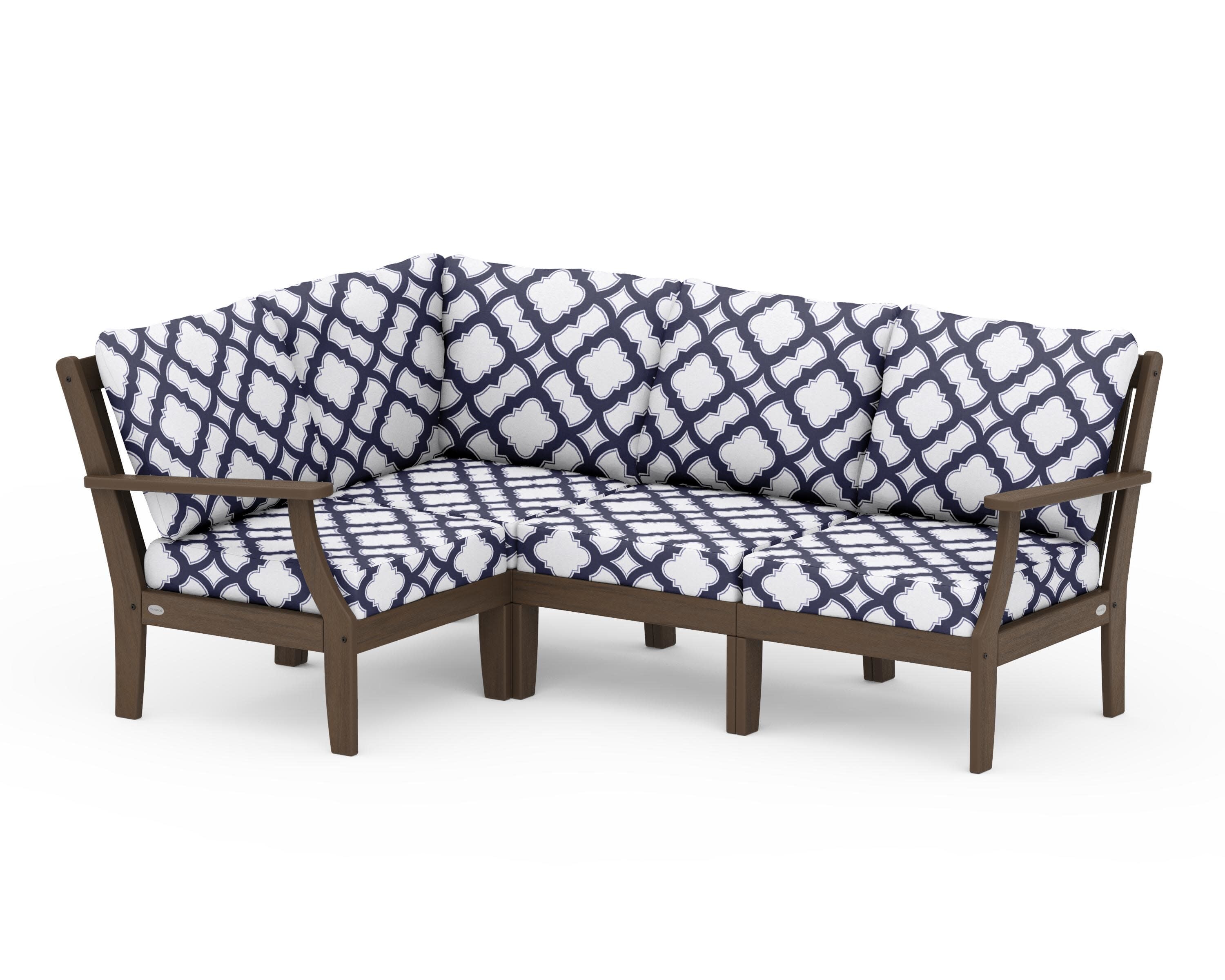 Braxton Modular 4-Piece Deep Seating Set in Kona / Trellis Navy