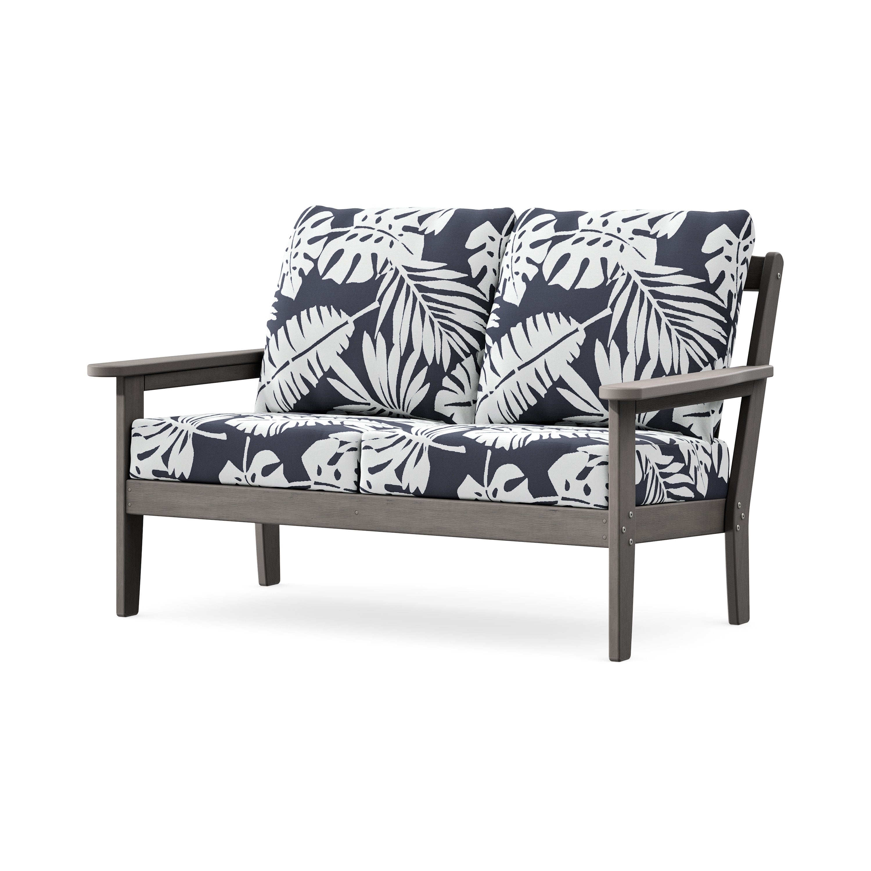 Cottage Deep Seating Loveseat in Driftwood / Leaf Navy