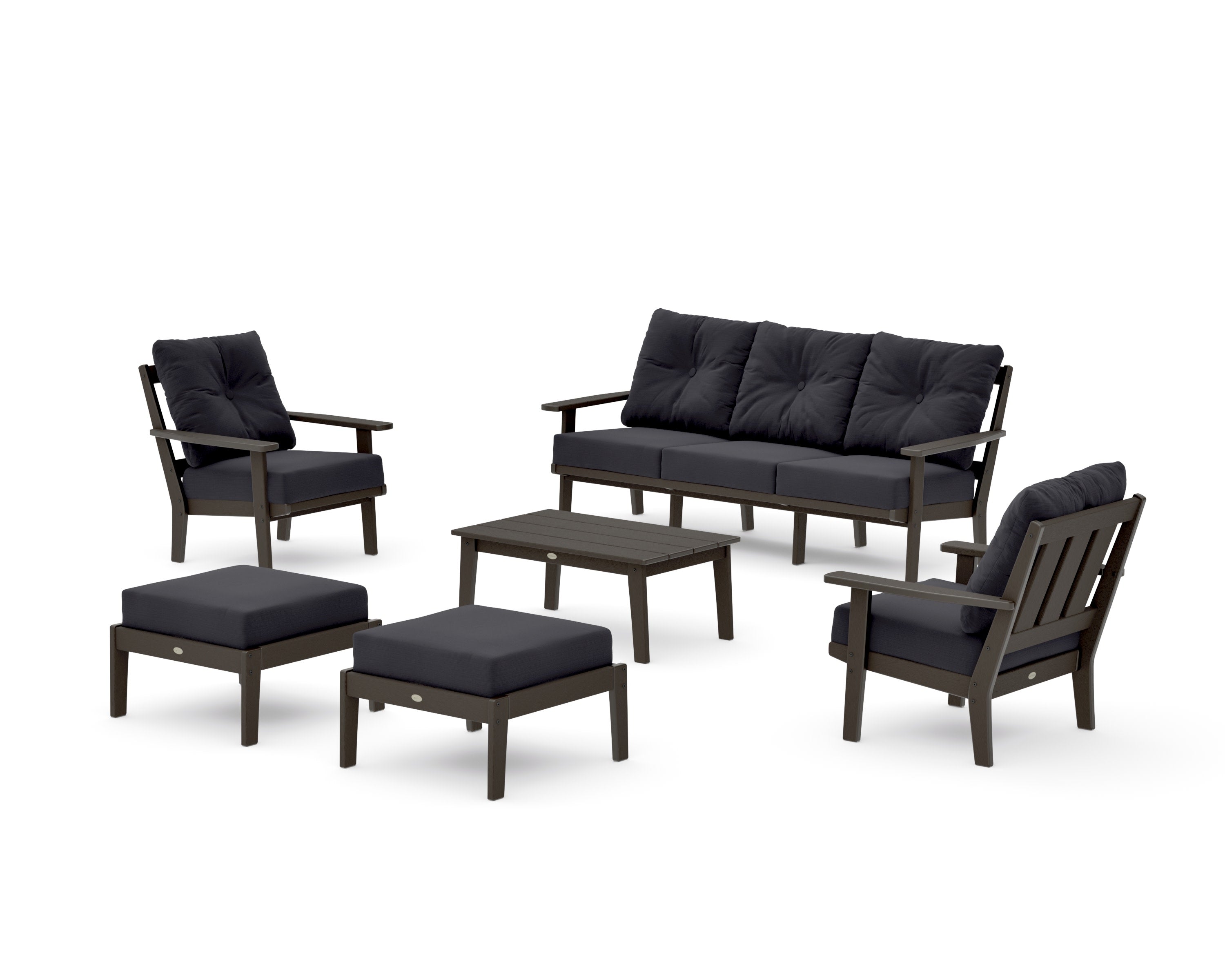 Oxford 6-Piece Lounge Sofa Set in Vintage Coffee / Midnight Linen