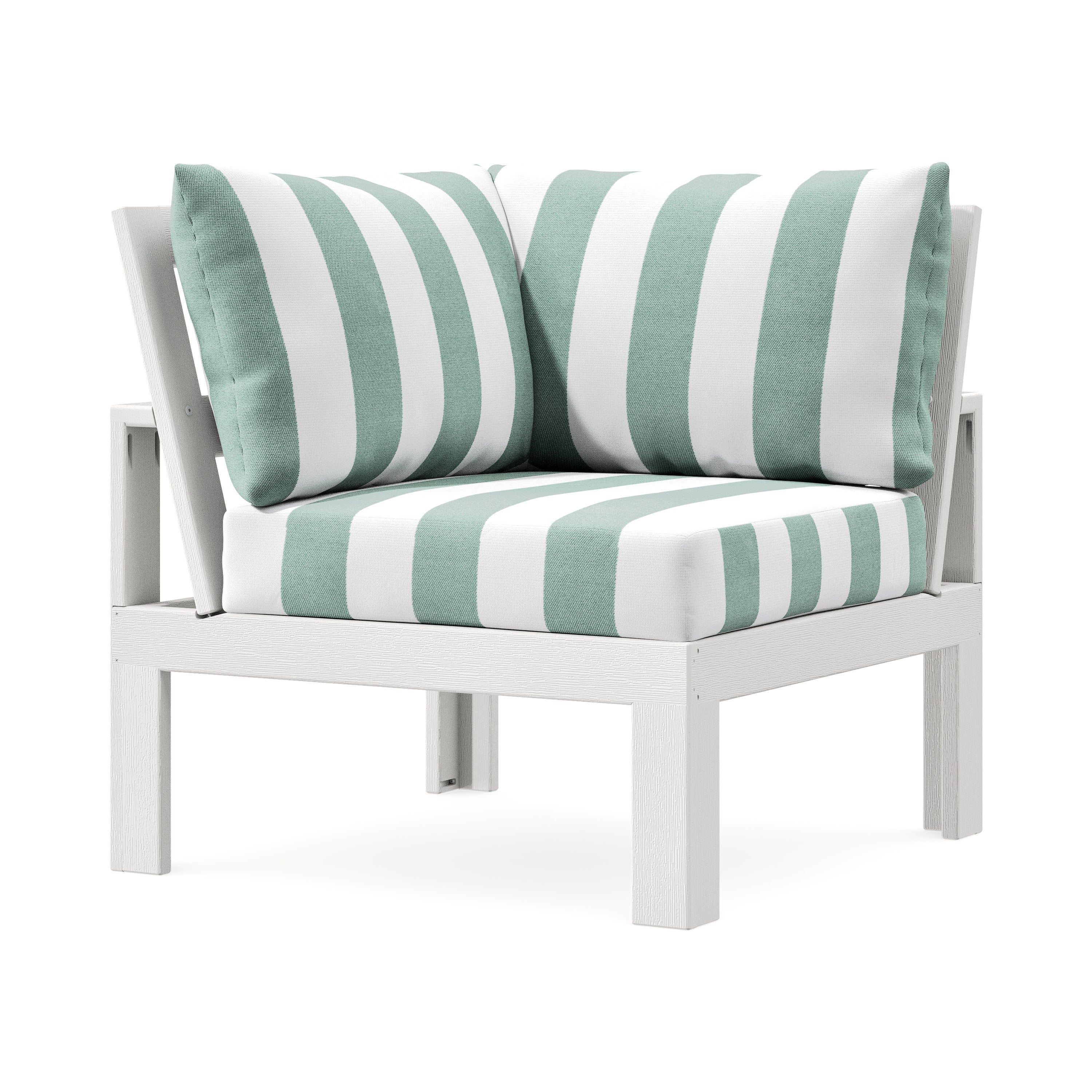 Modular Corner Chair in Vintage White / Cabana Stripe Glacier Spa