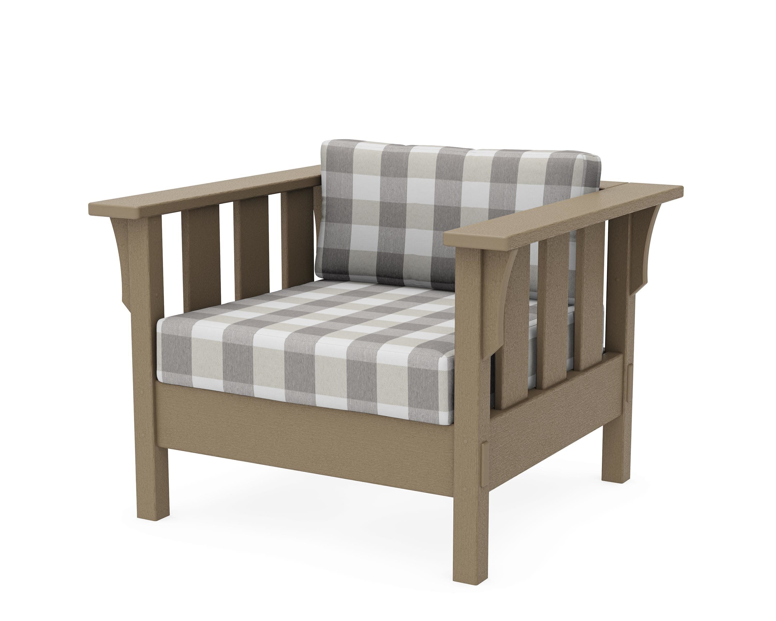 Acadia Deep Seating Chair in Vintage Sahara / Buffalo Plaid Grey Mist