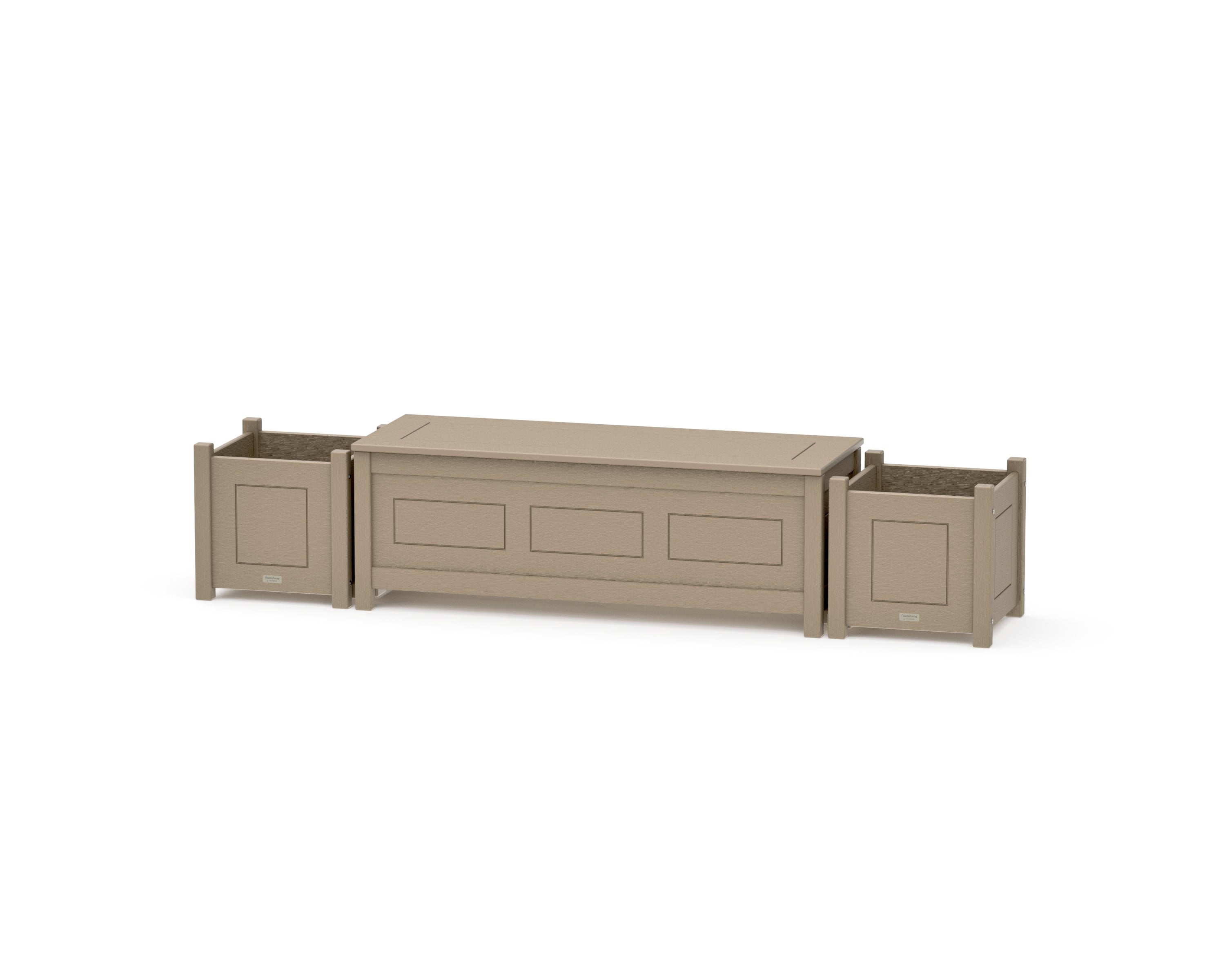 48" Country Living Straight Planter Storage Bench Set in Vintage Sahara