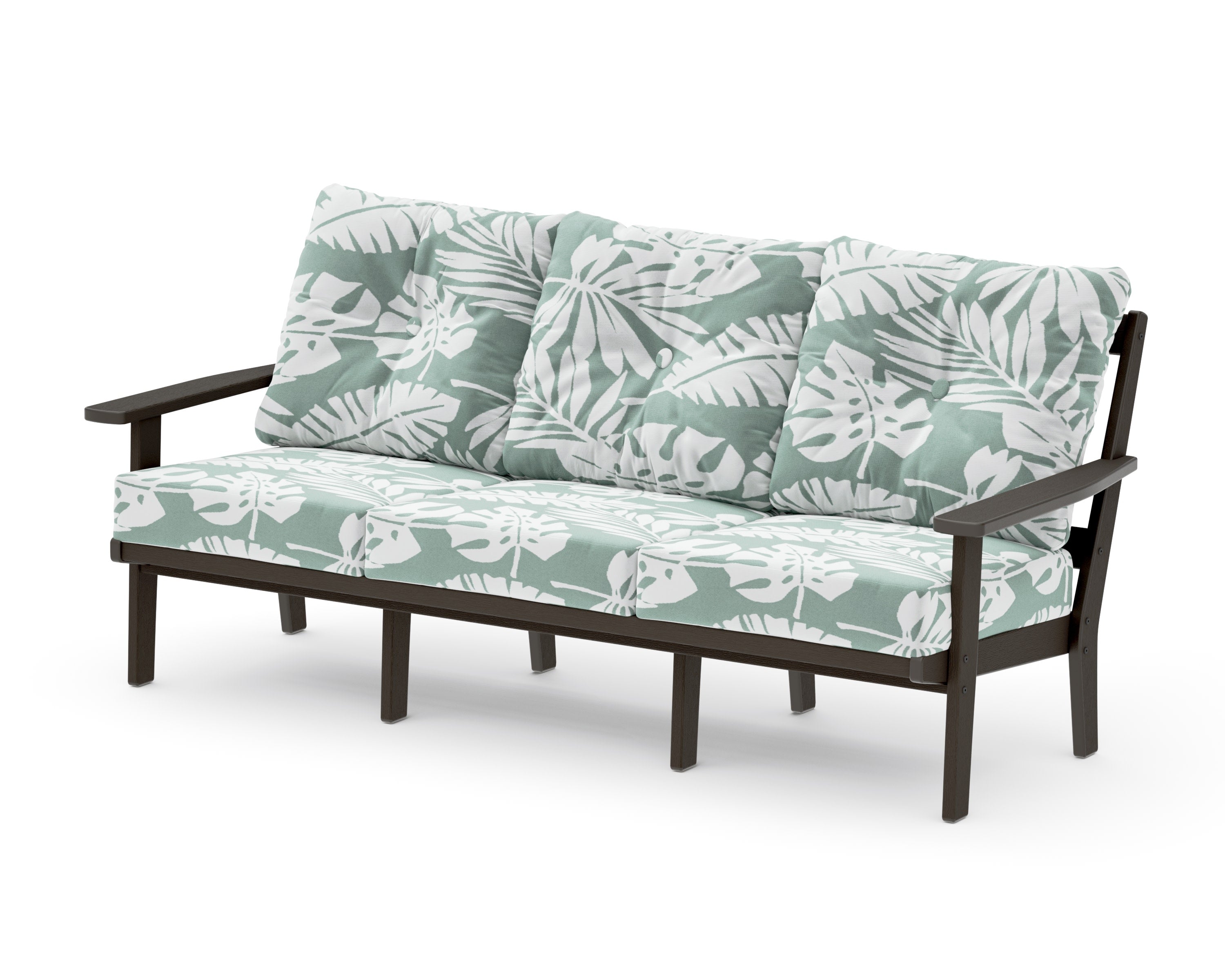 Oxford Deep Seating Sofa in Vintage Coffee / Leaf Glacier Spa