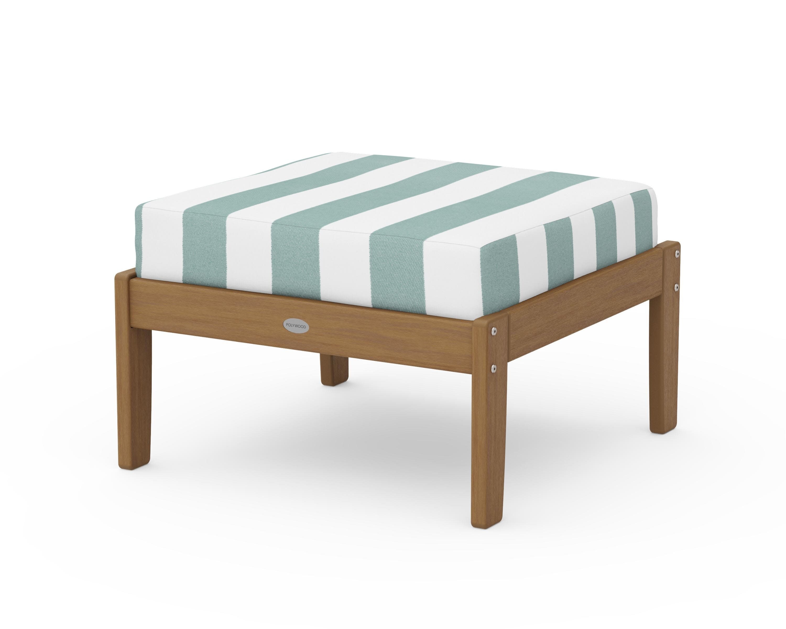 Braxton Deep Seating Ottoman in Natural / Cabana Stripe Glacier Spa