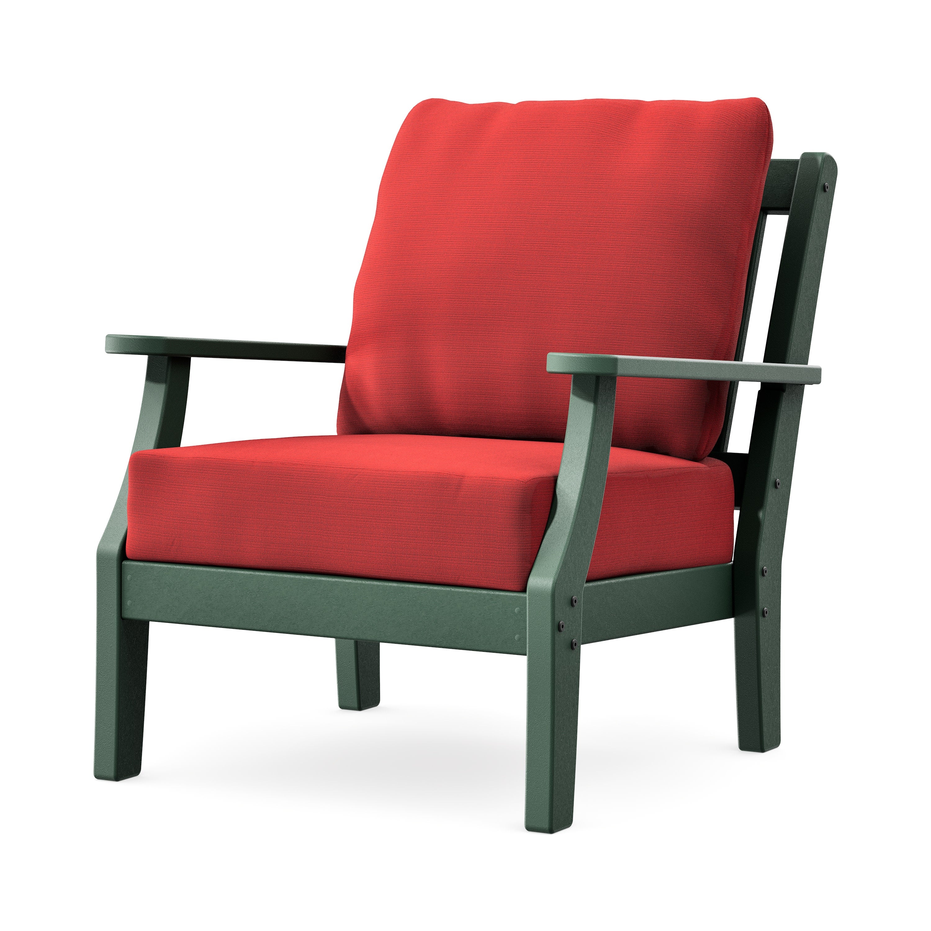 Chinoiserie Deep Seating Chair in Green / Crimson Linen