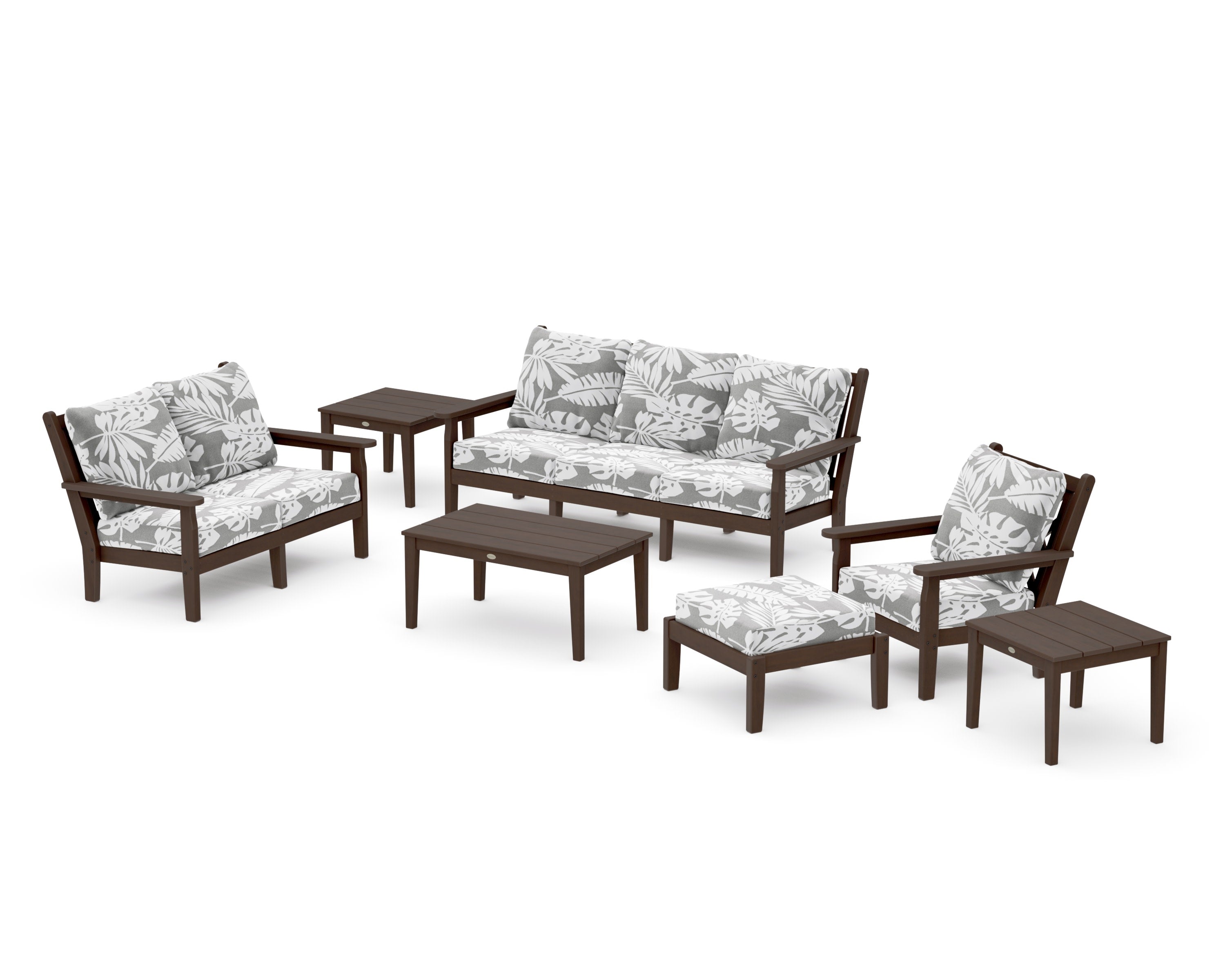 Chippendale 7-Piece Deep Seating Set in Kona / Leaf Grey Mist