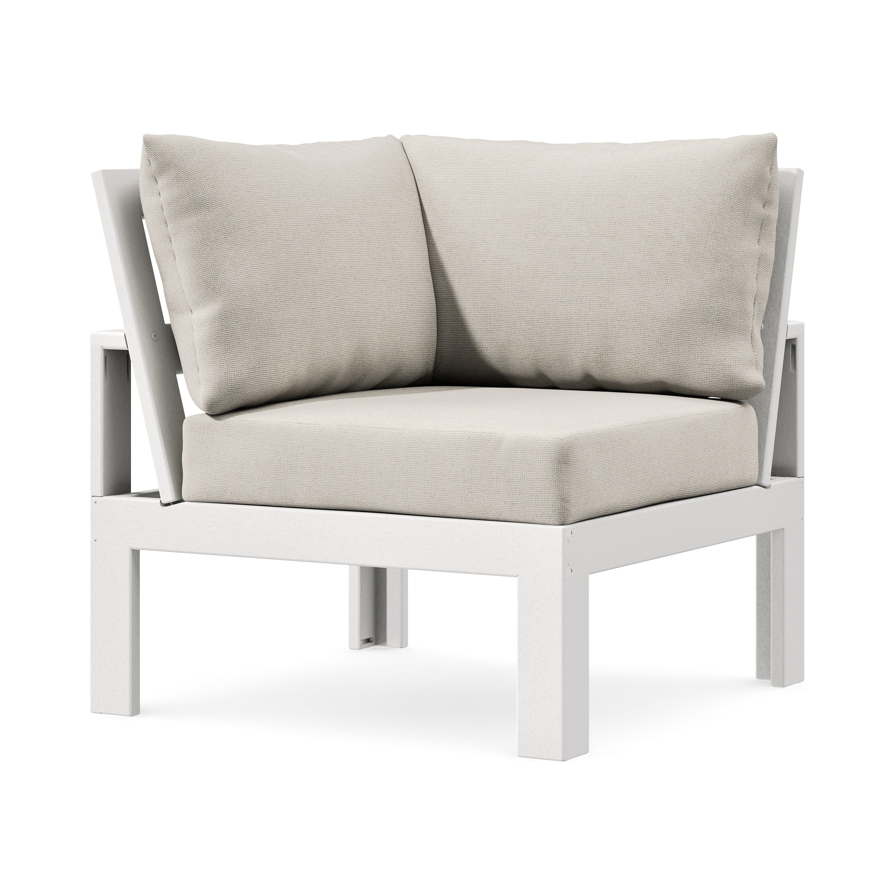 Modular Corner Chair in White / Dune Burlap
