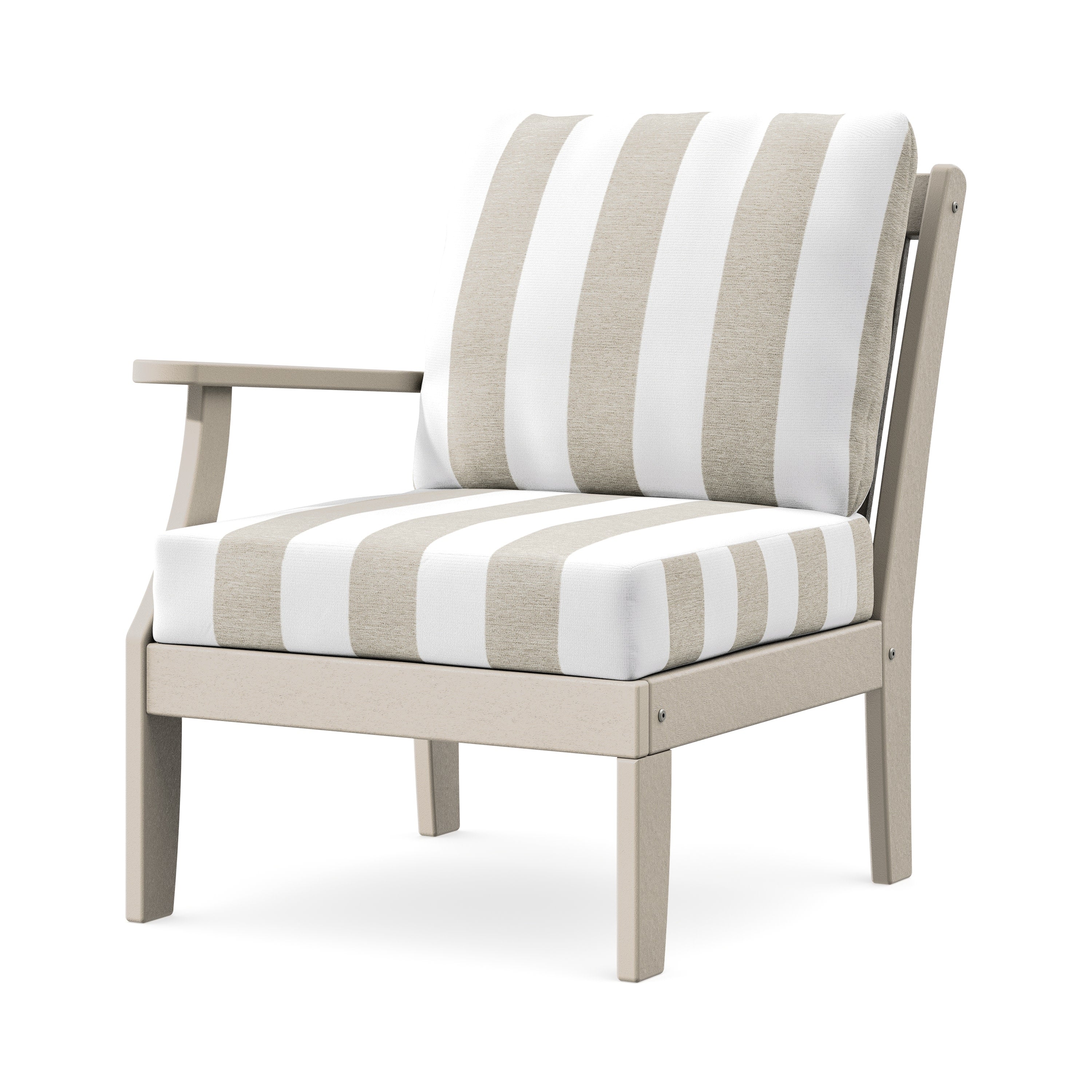 Braxton Modular Left Arm Chair in Sand / Cabana Stripe Dune Burlap
