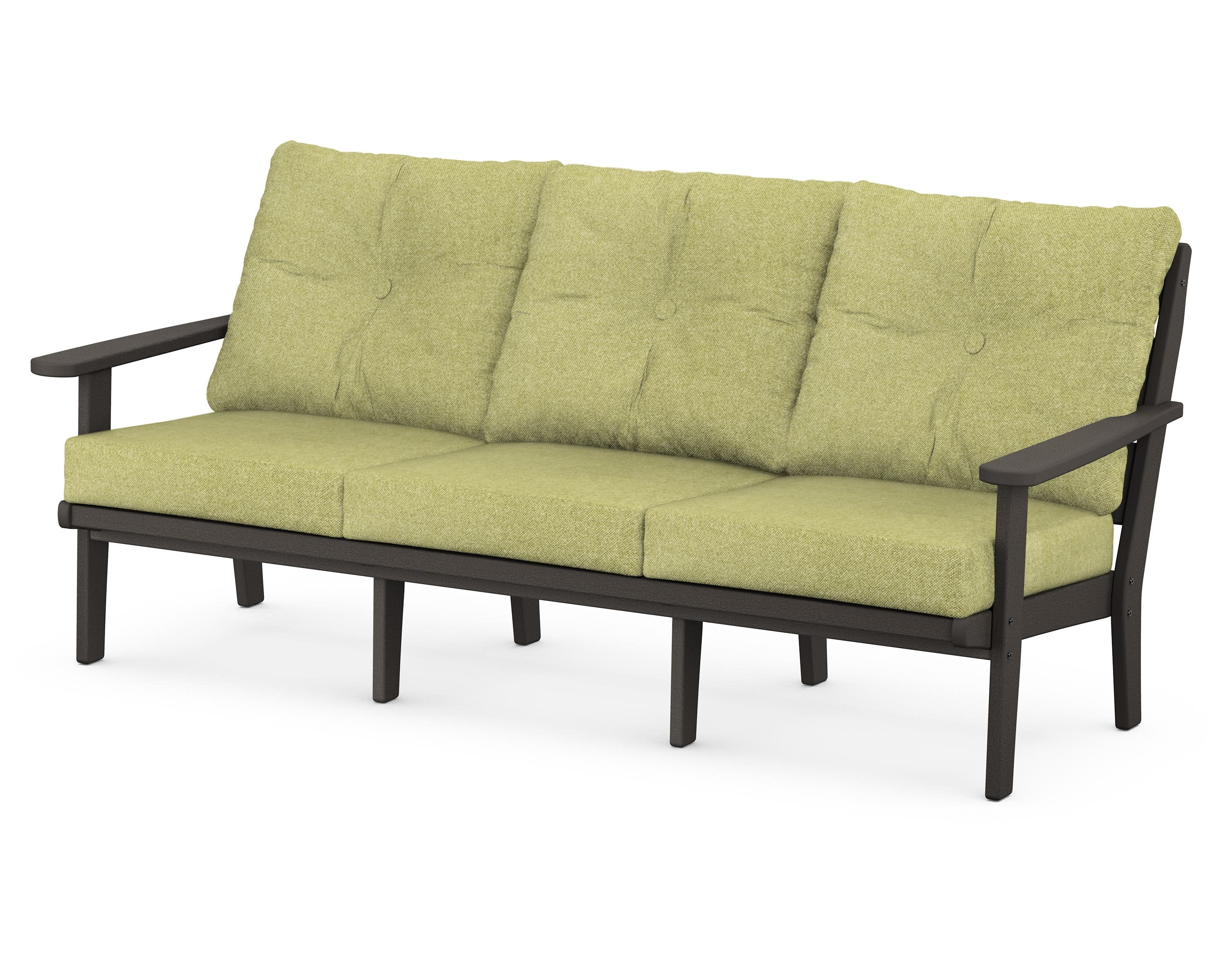Lakeside Deep Seating Sofa in Vintage Coffee / Chartreuse Boucle