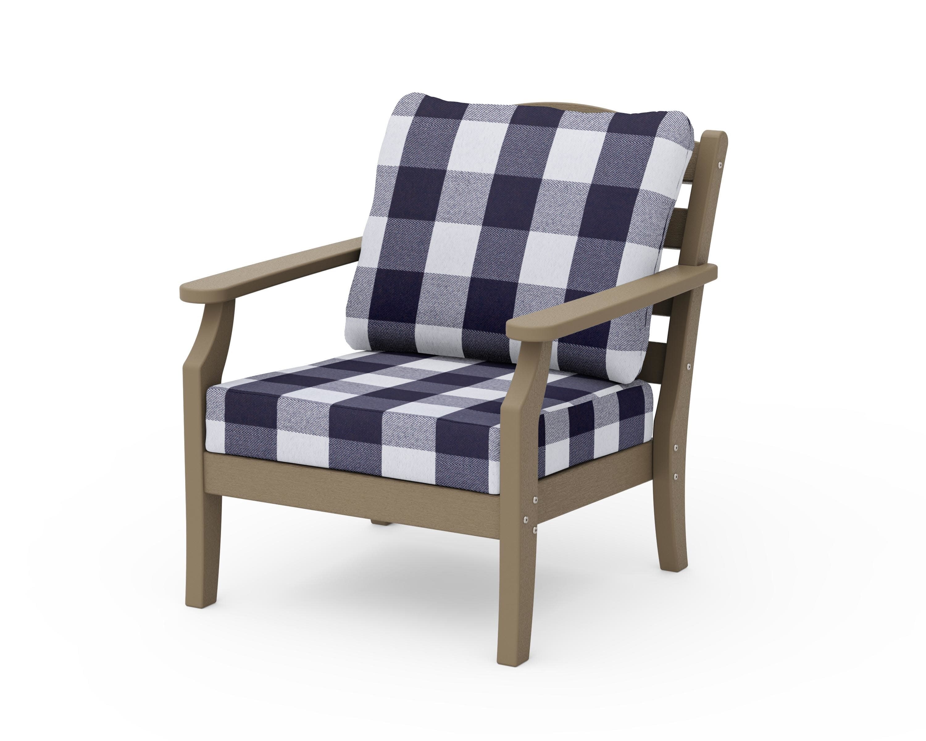 Savannah Deep Seating Chair in Vintage Sahara / Buffalo Plaid Navy