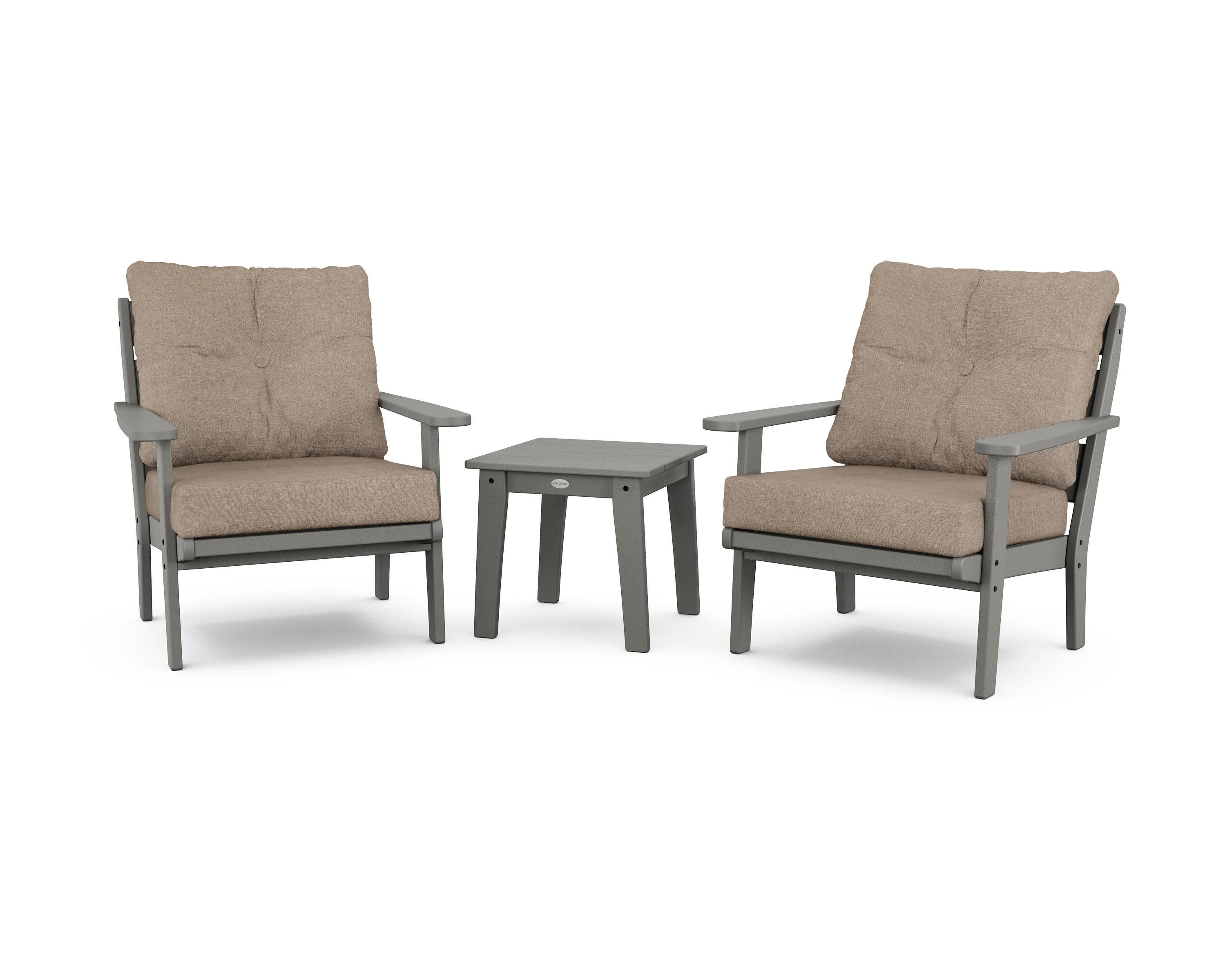 Lakeside 3-Piece Deep Seating Chair Set in Slate Grey / Spiced Burlap