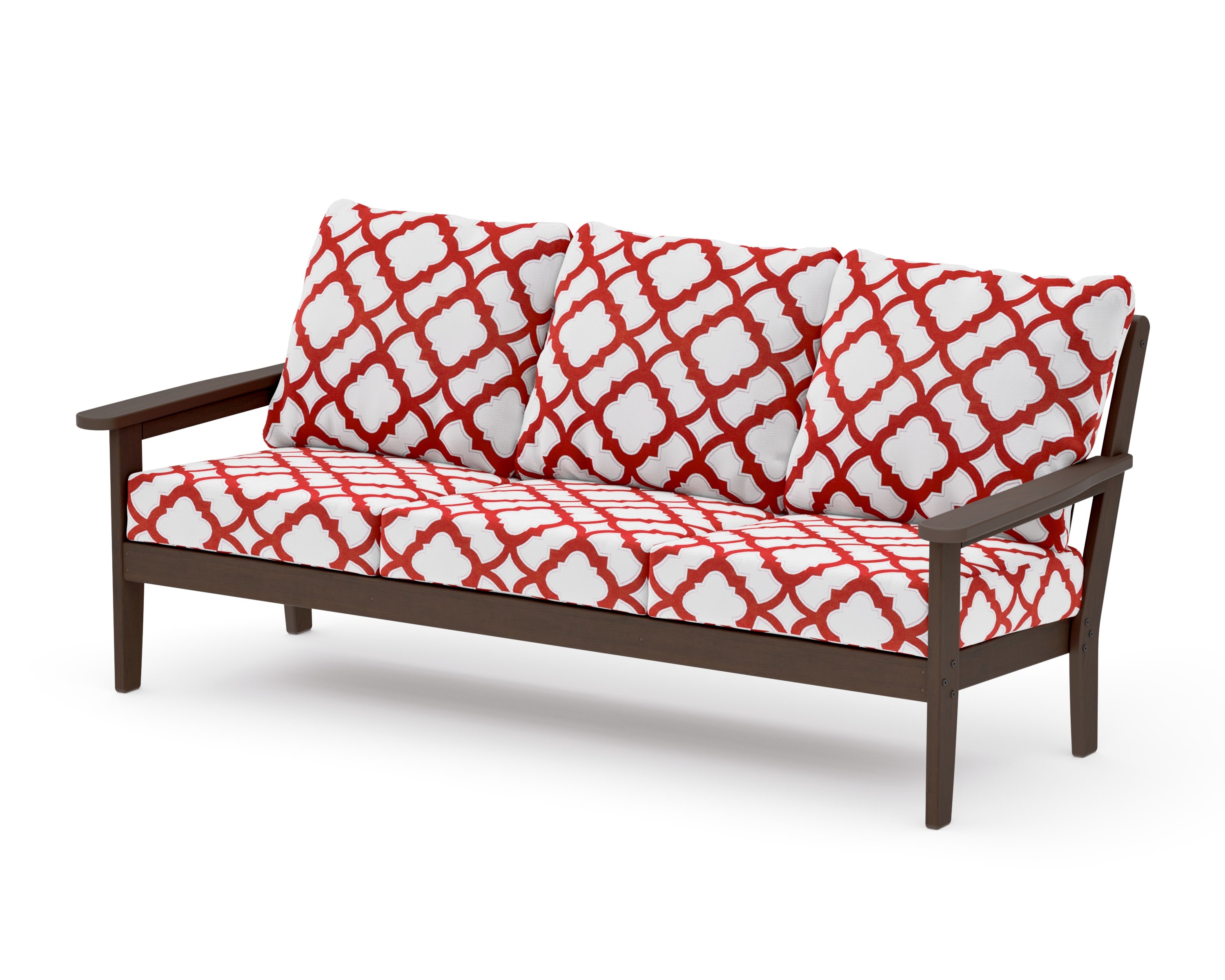 Cottage Deep Seating Sofa in Kona / Trellis Crimson