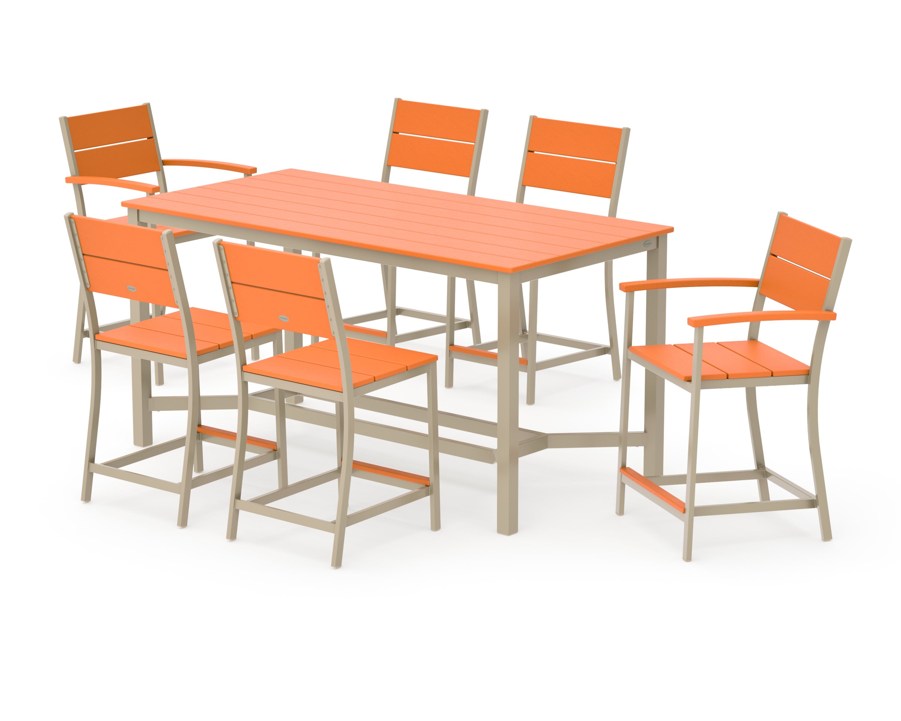 Main Street 7-Piece Counter Set in Sand / Tangerine