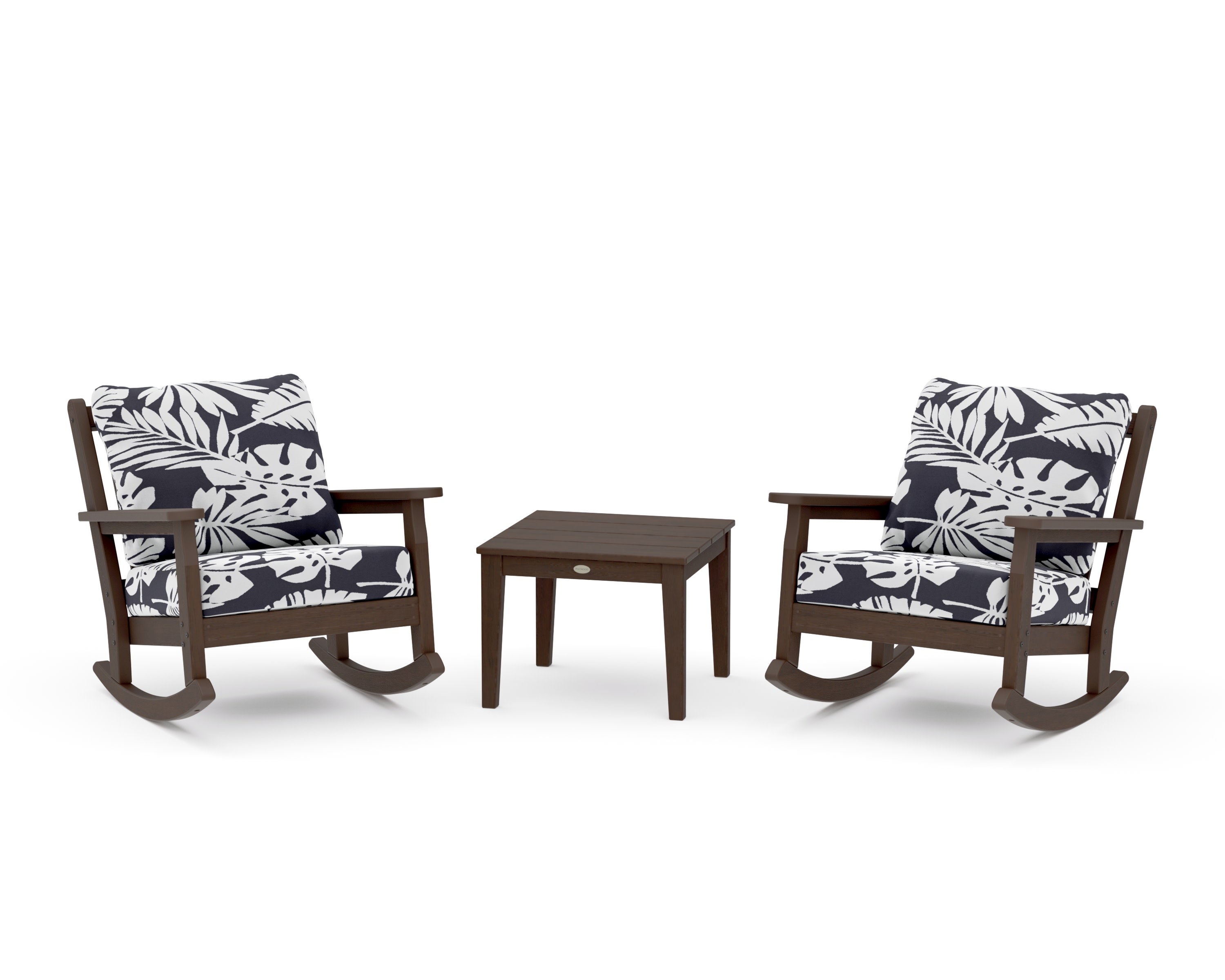 Chippendale 3-Piece Deep Seating Rocker Set in Kona / Leaf Navy