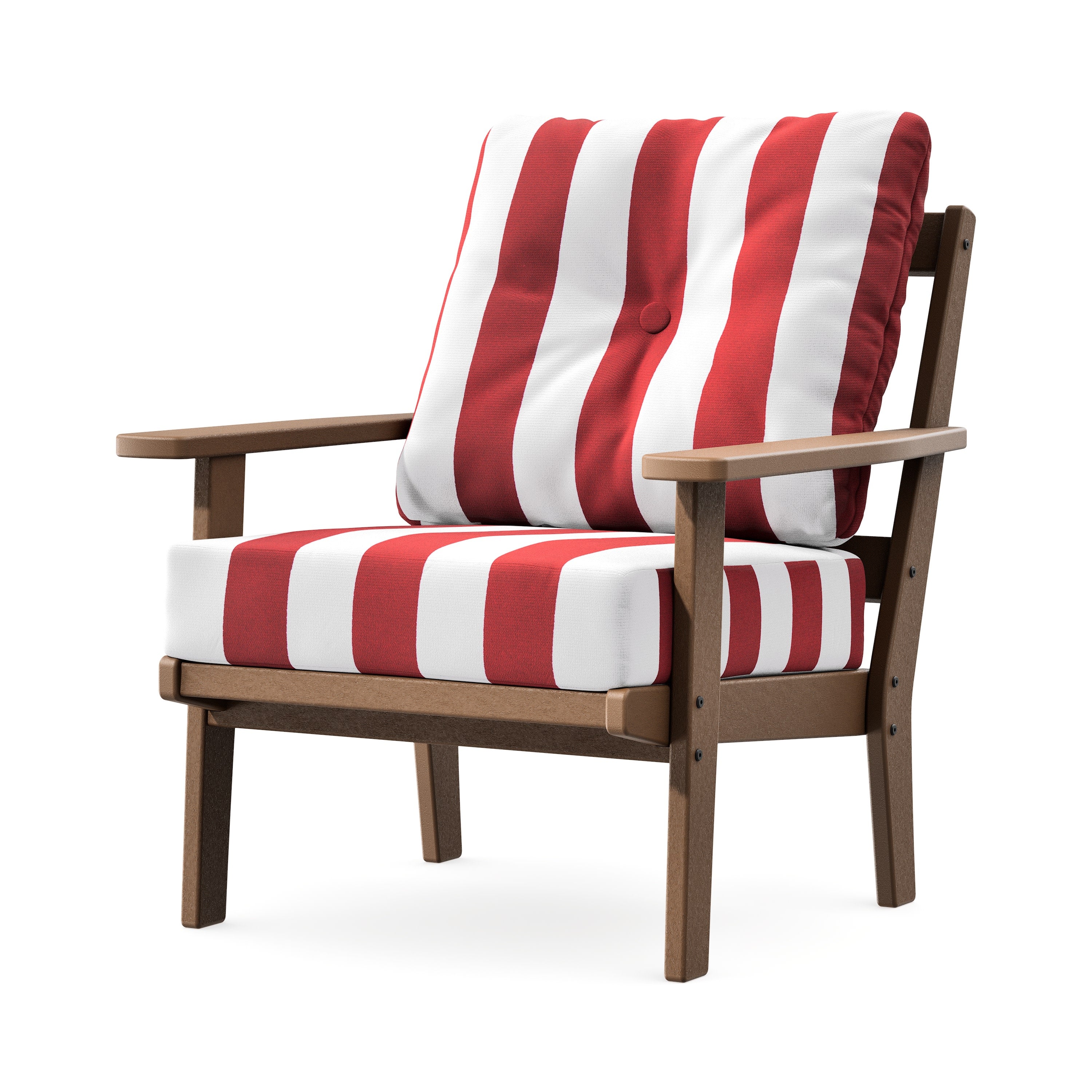Prairie Deep Seating Chair in Teak / Cabana Stripe Crimson