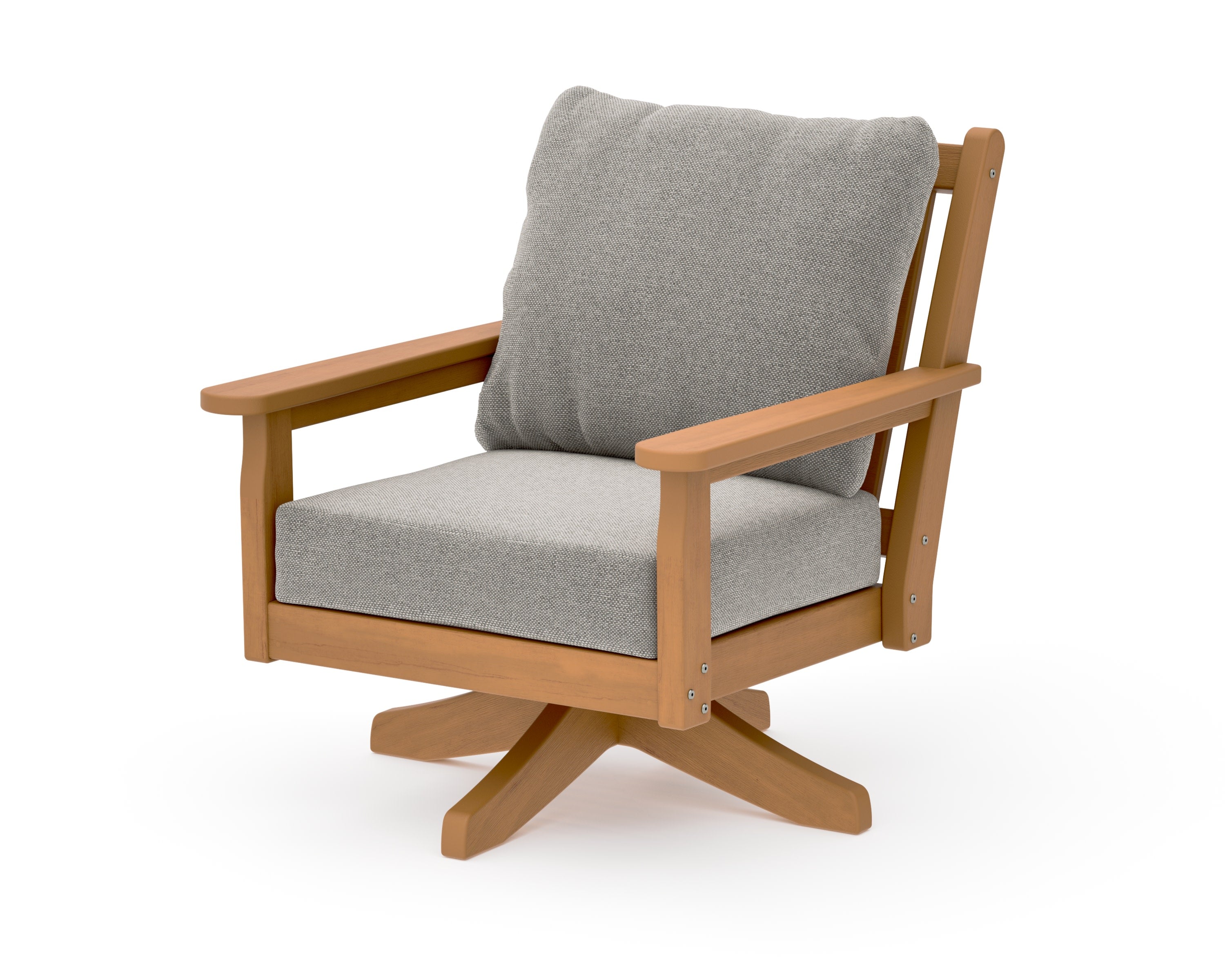 Chippendale Deep Seating Swivel Chair in Natural / Weathered Tweed