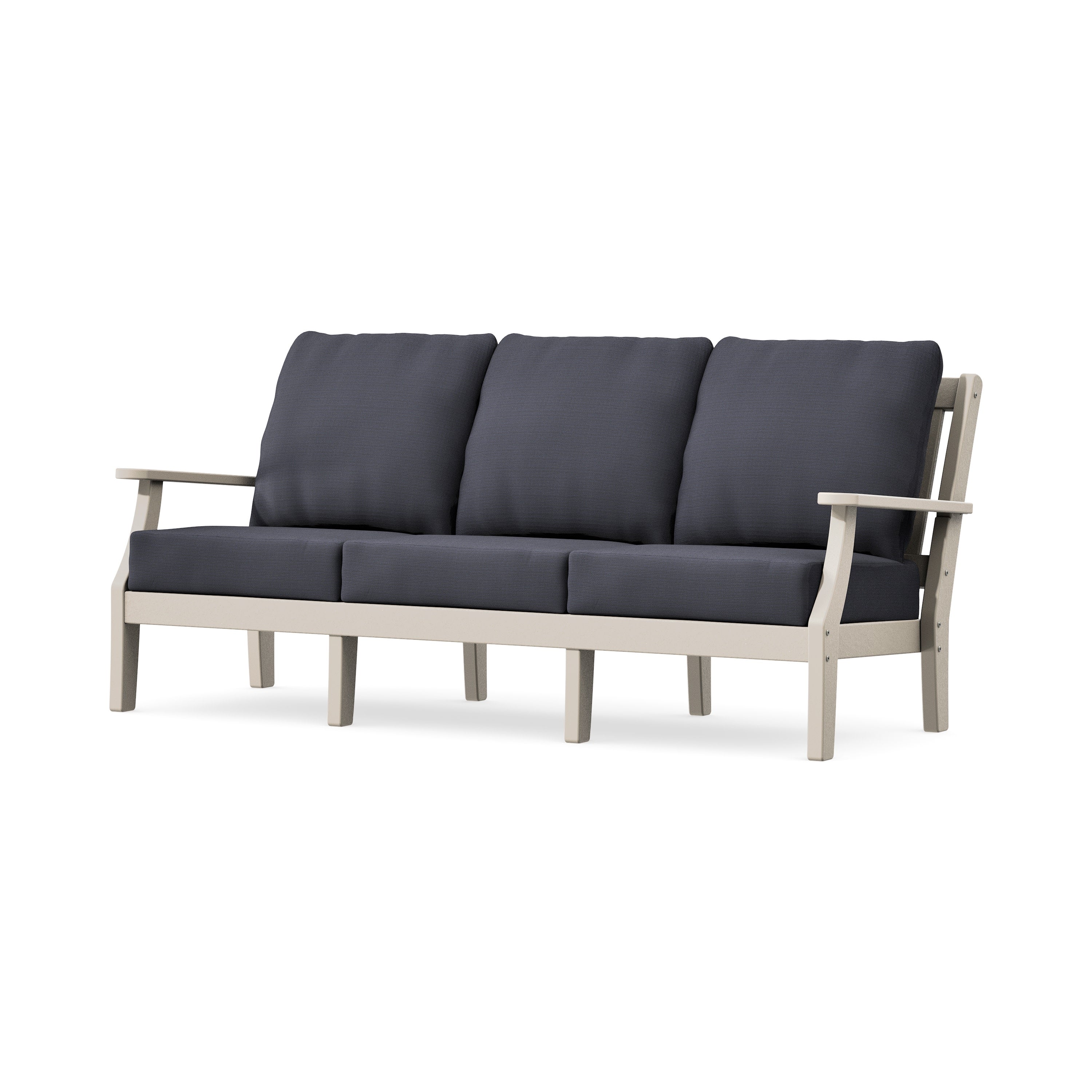 Chinoiserie Deep Seating Sofa in Sand / Midnight Linen