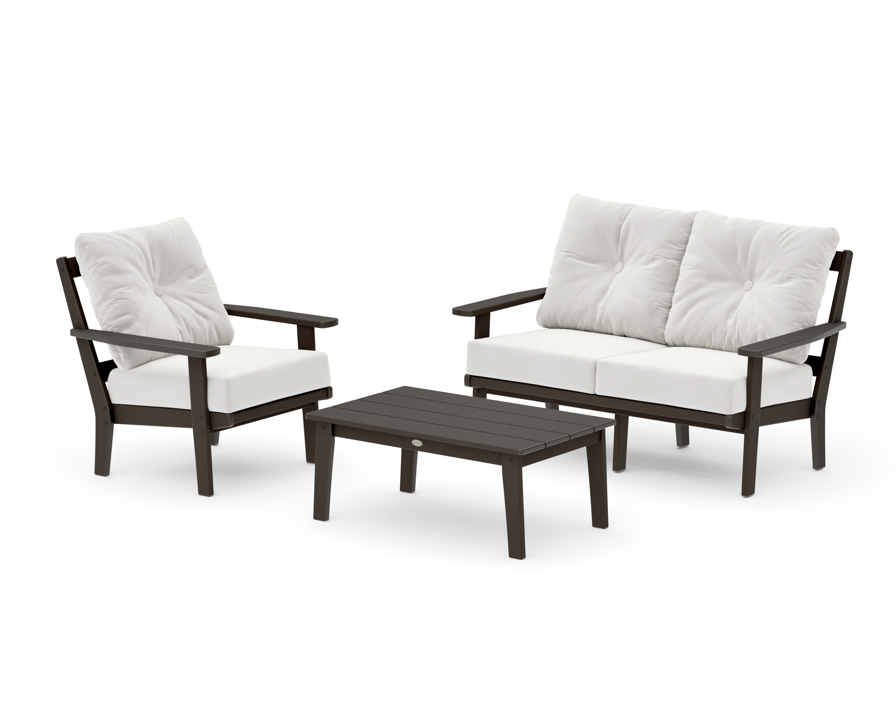 Prairie 3-Piece Deep Seating Set with Loveseat in Vintage Coffee / Natural Linen
