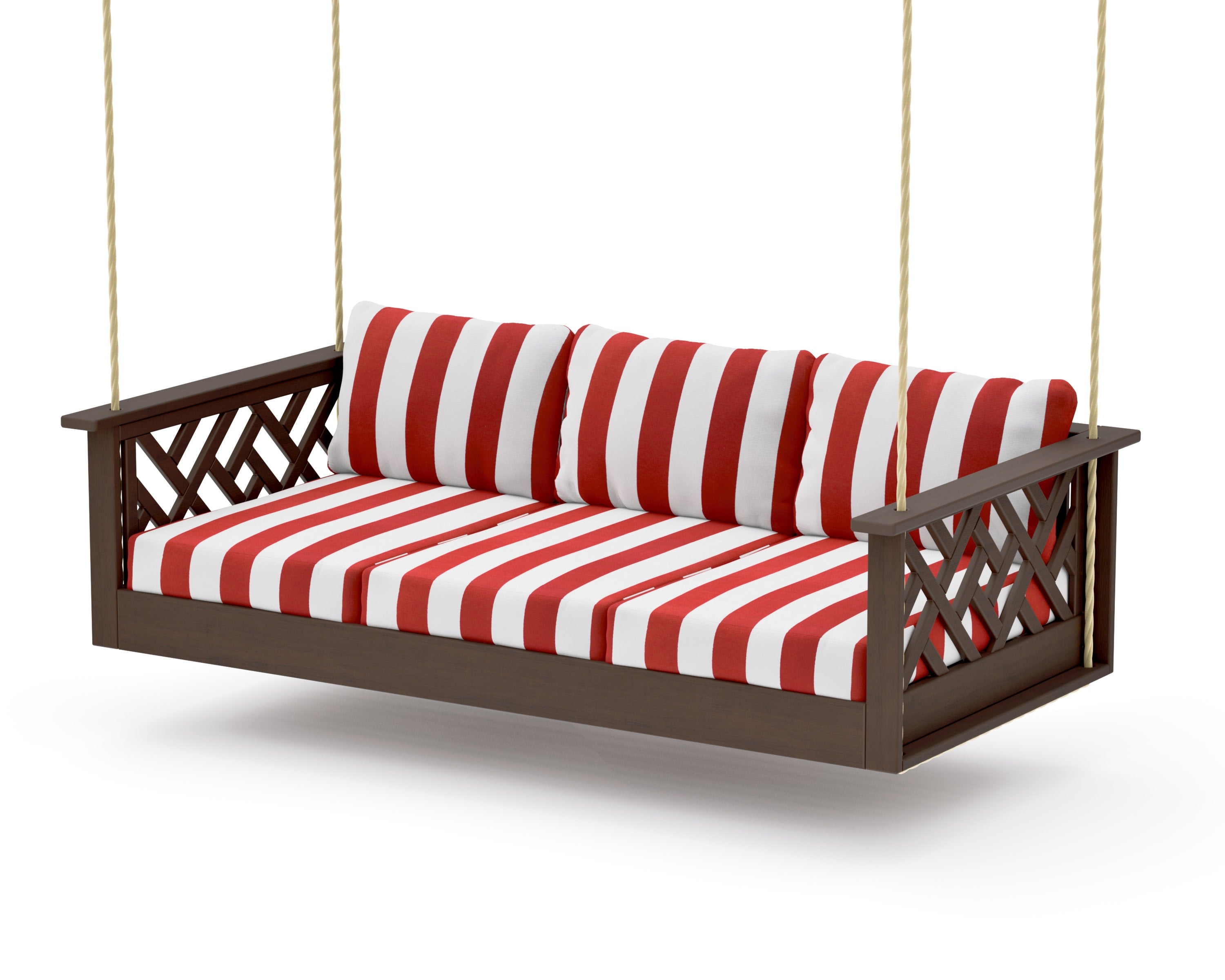 Chippendale Daybed Swing in Kona / Cabana Stripe Crimson
