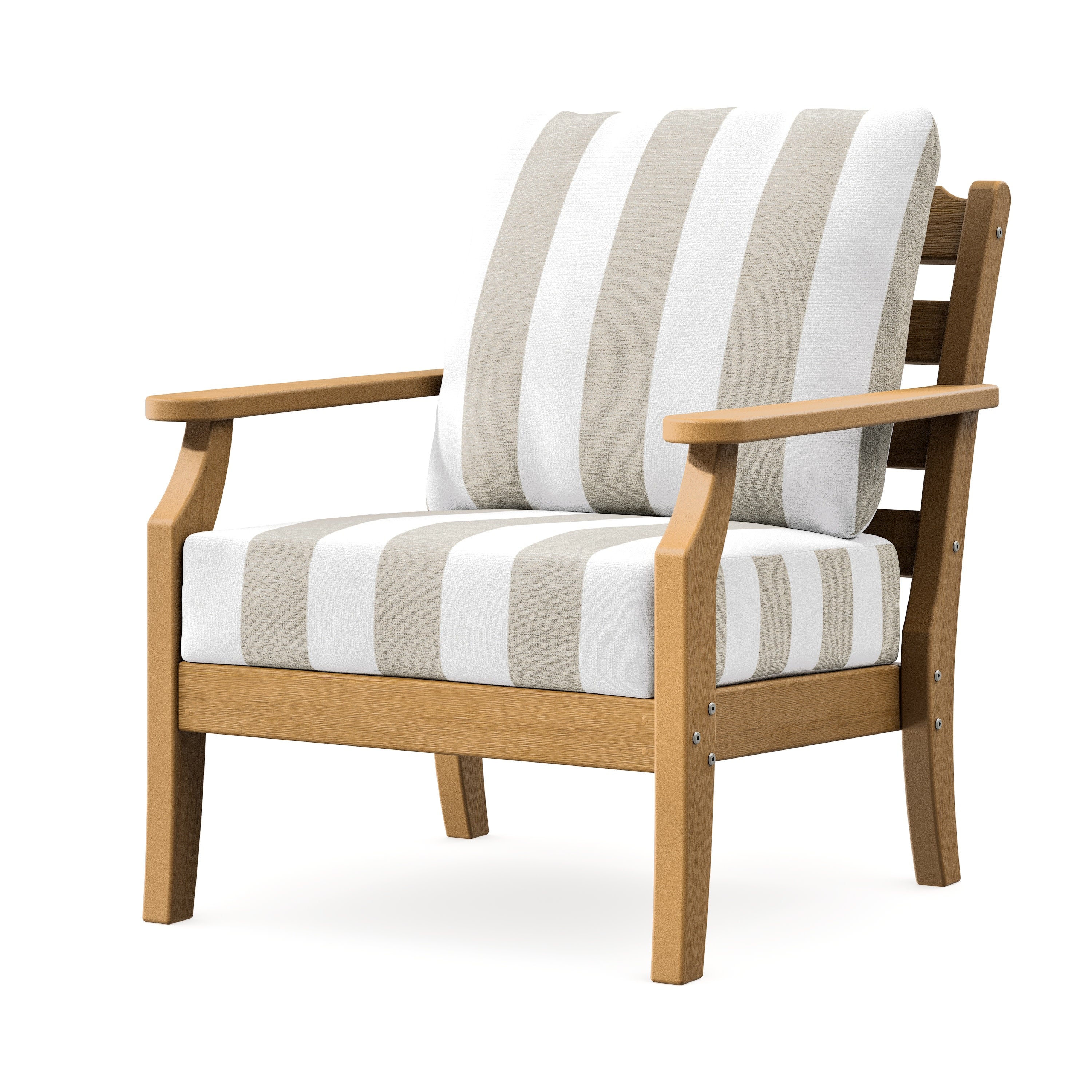 Savannah Deep Seating Chair in Natural / Cabana Stripe Dune Burlap