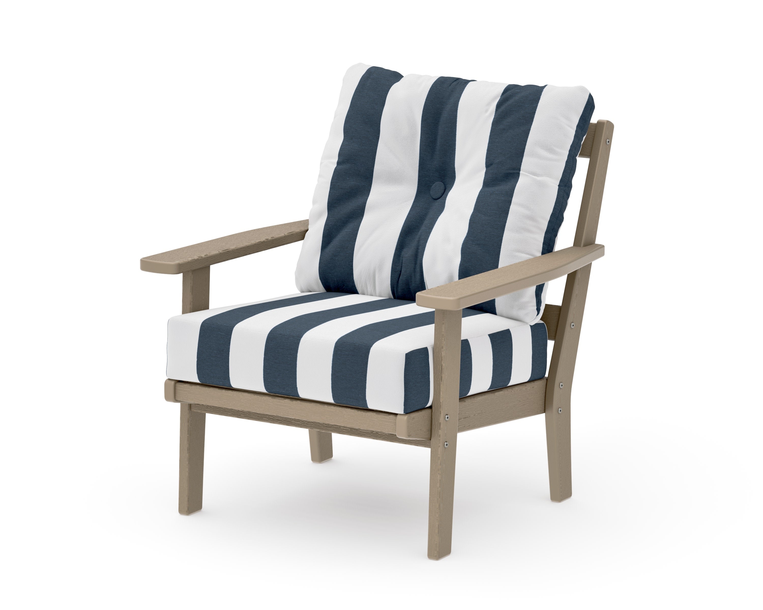 Prairie Deep Seating Chair in Vintage Sahara / Cabana Stripe Marine Indigo
